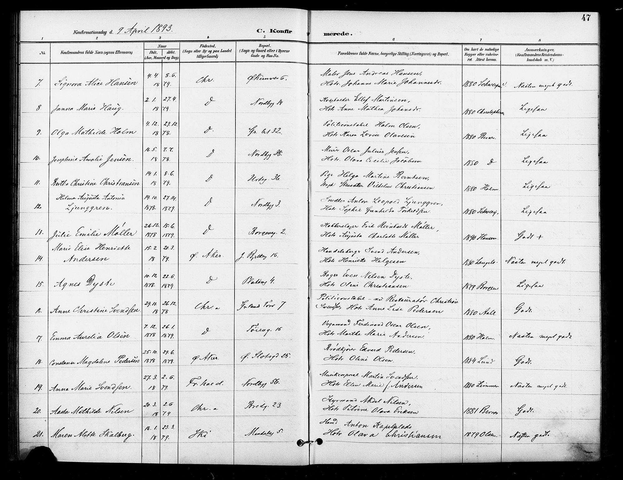 Grønland prestekontor Kirkebøker, SAO/A-10848/F/Fa/L0011: Parish register (official) no. 11, 1892-1907, p. 47