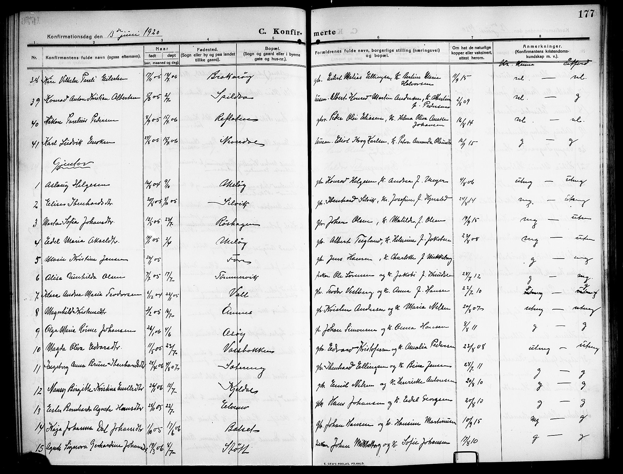 Ministerialprotokoller, klokkerbøker og fødselsregistre - Nordland, SAT/A-1459/843/L0639: Parish register (copy) no. 843C08, 1908-1924, p. 177