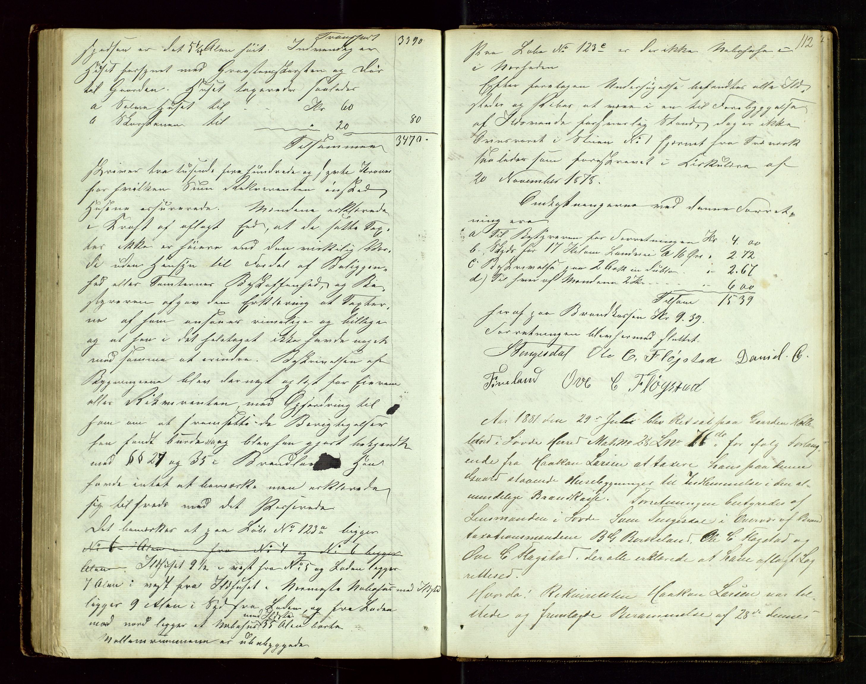 Sauda lensmannskontor, SAST/A-100177/Goa/L0001: "Brandtaxations-Protocol for Søvde Thinglaug", 1846-1886, p. 111b-112a