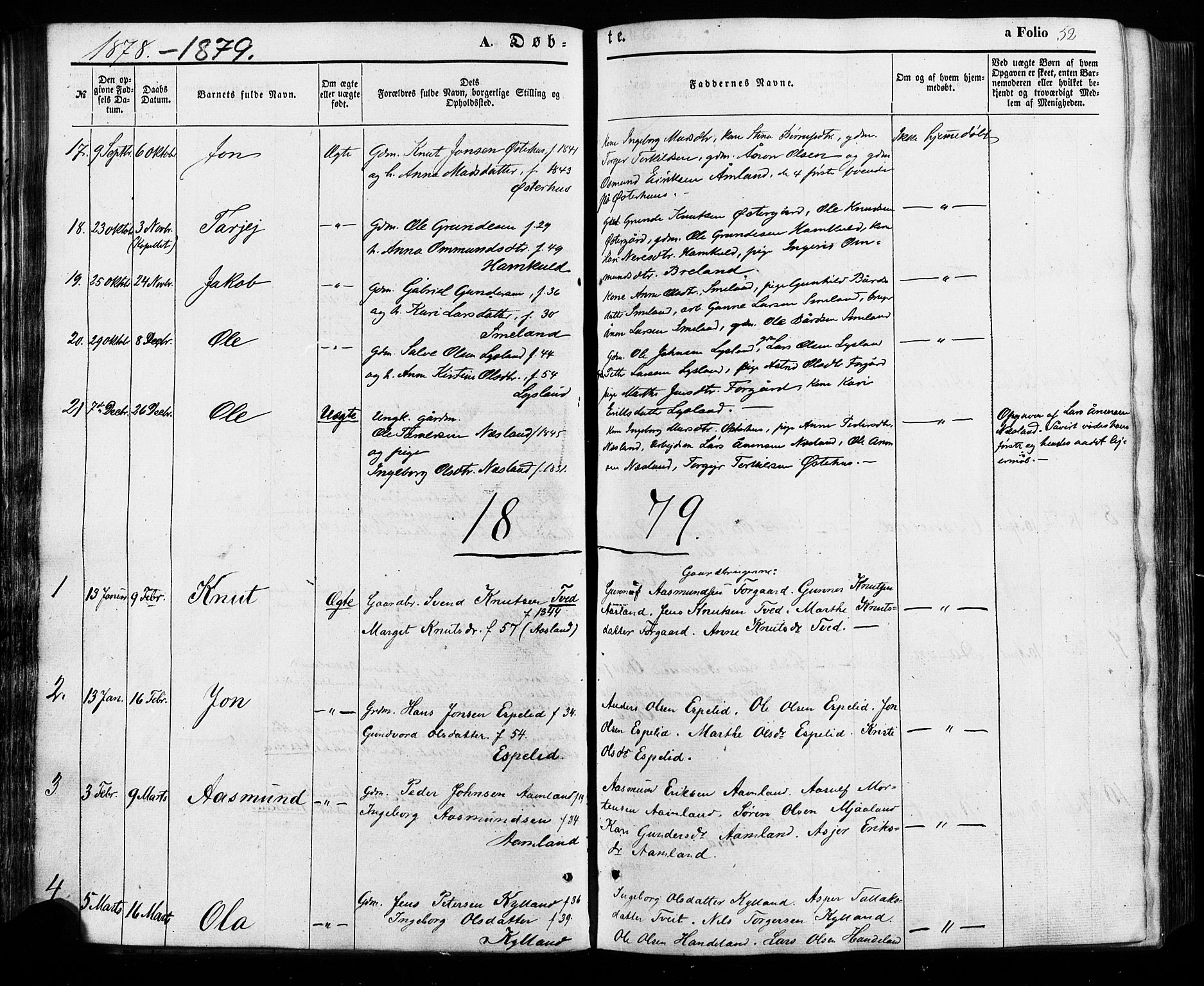 Åseral sokneprestkontor, SAK/1111-0051/F/Fa/L0002: Parish register (official) no. A 2, 1854-1884, p. 52