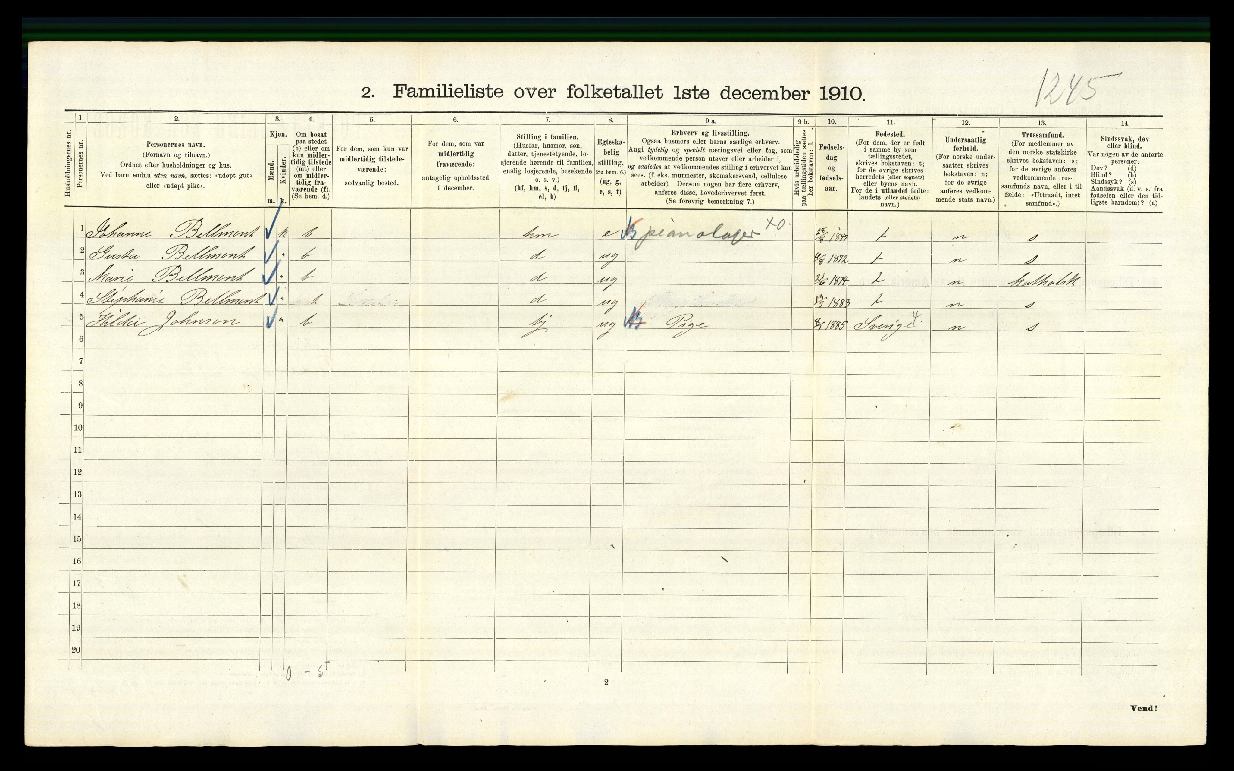 RA, 1910 census for Kristiania, 1910, p. 109458