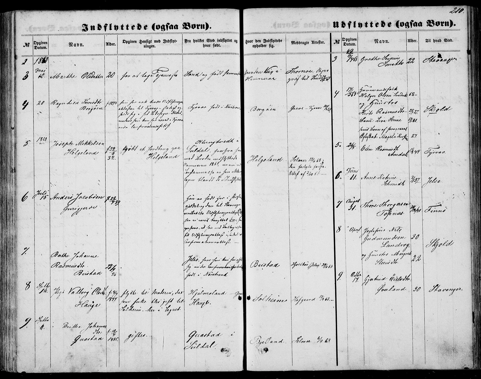 Nedstrand sokneprestkontor, SAST/A-101841/01/IV: Parish register (official) no. A 9, 1861-1876, p. 210
