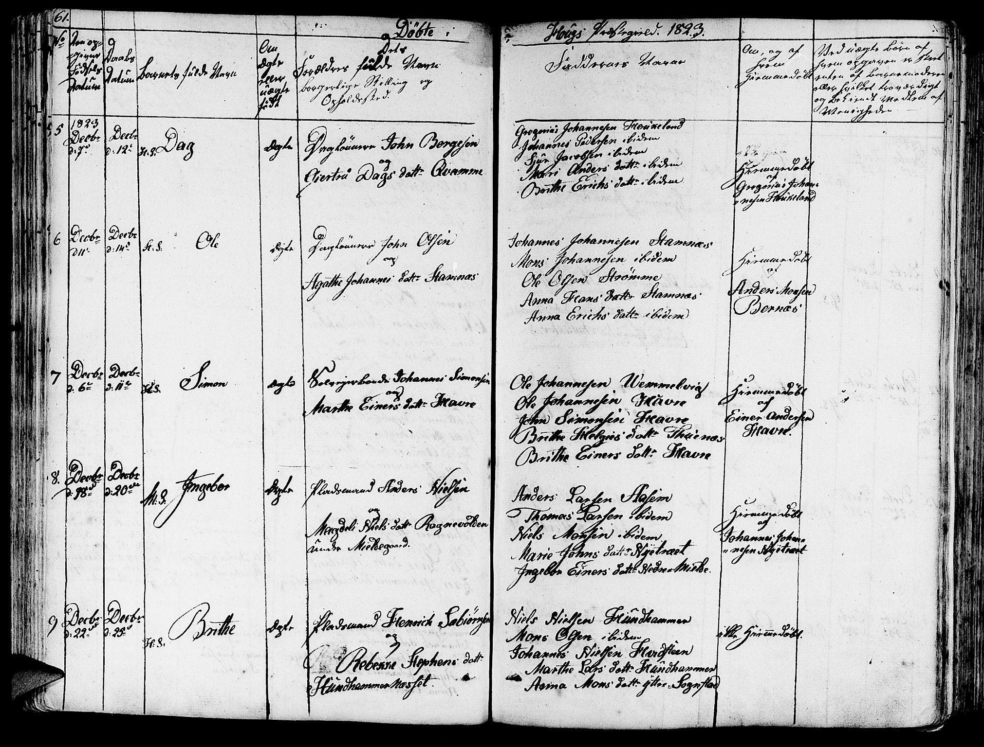 Haus sokneprestembete, AV/SAB-A-75601/H/Haa: Parish register (official) no. A 13, 1821-1827, p. 61