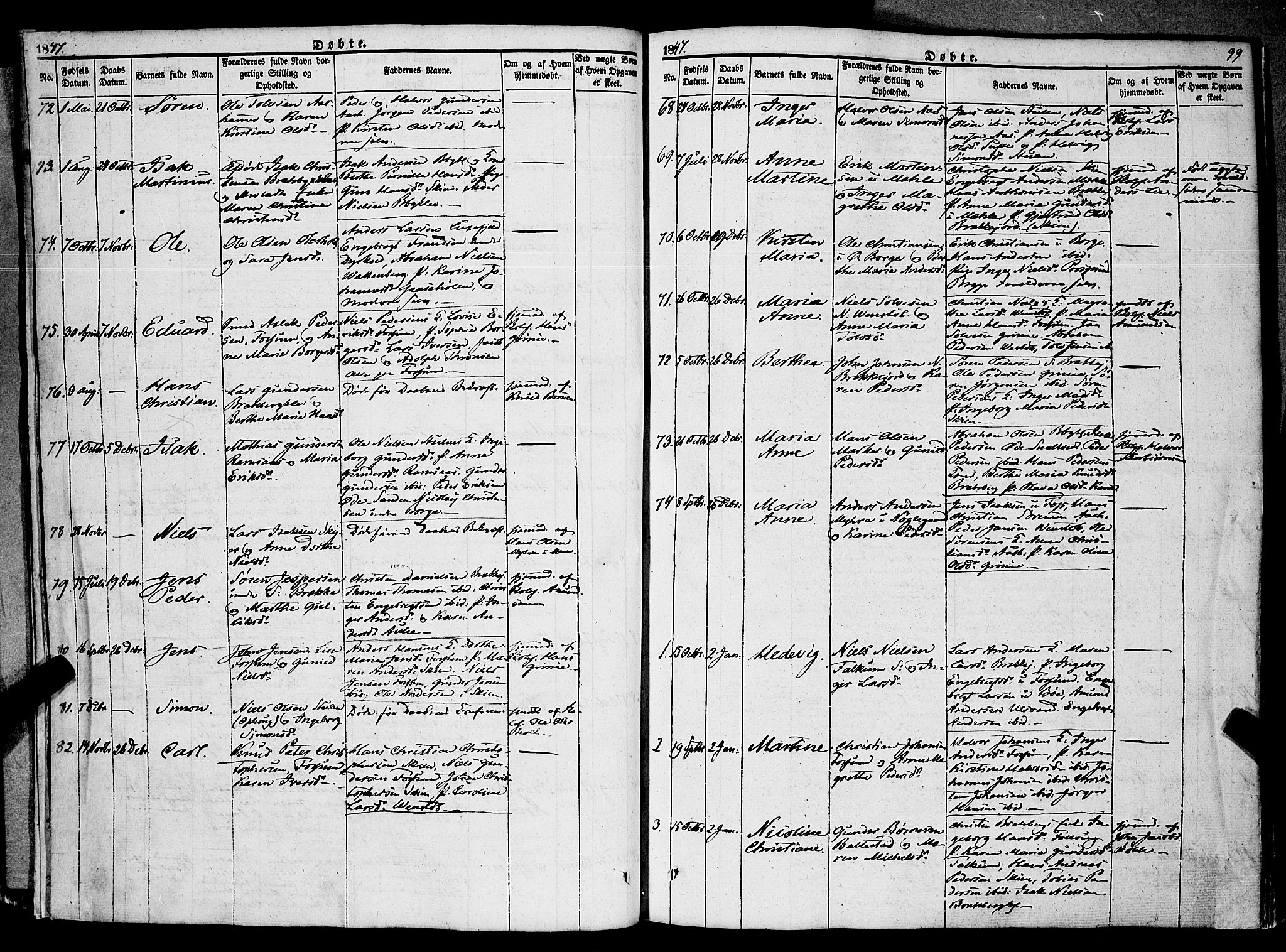 Gjerpen kirkebøker, SAKO/A-265/F/Fa/L0007a: Parish register (official) no. I 7A, 1834-1857, p. 99