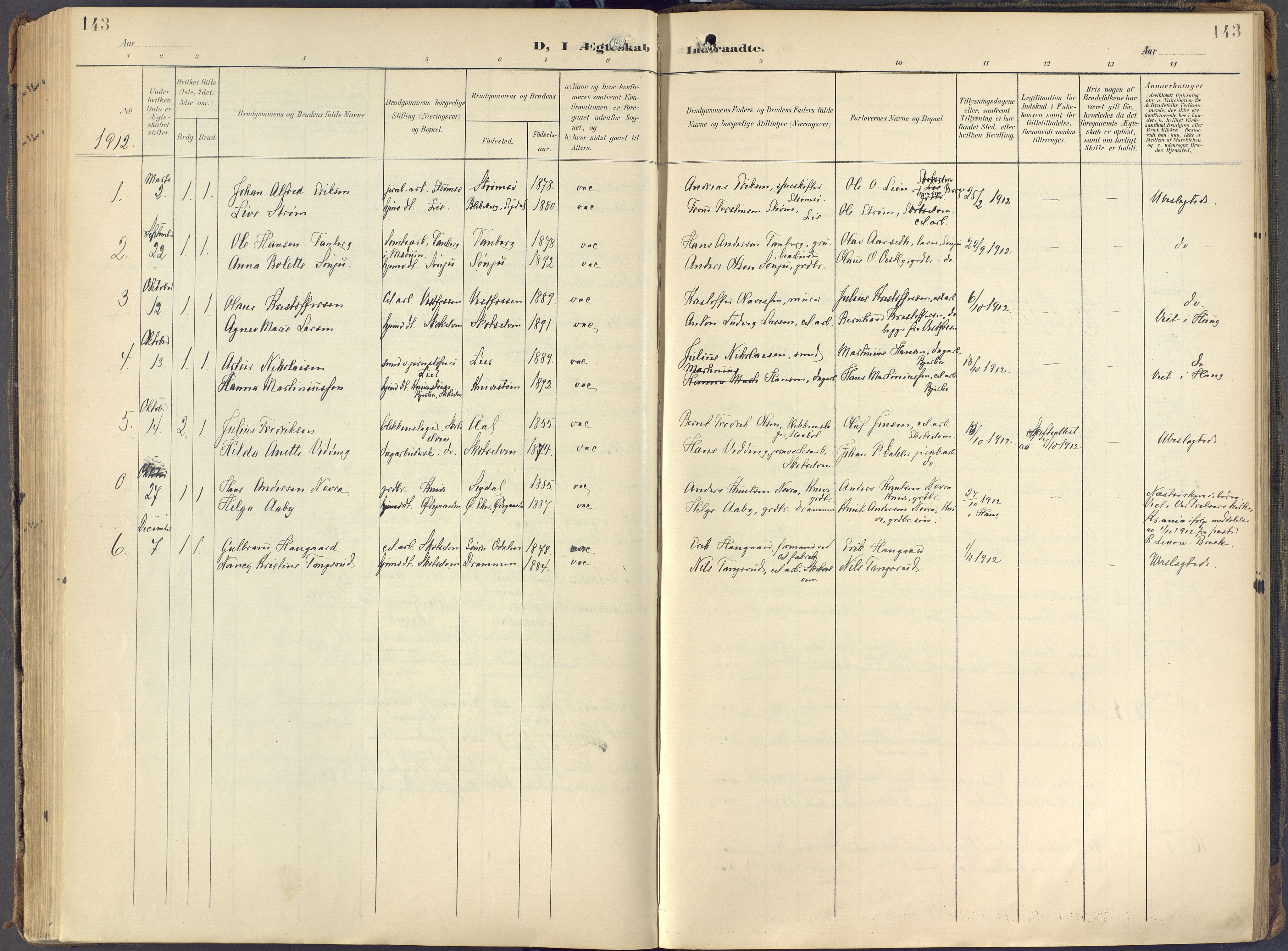 Eiker kirkebøker, SAKO/A-4/F/Fc/L0004: Parish register (official) no. III 4, 1900-1919, p. 143