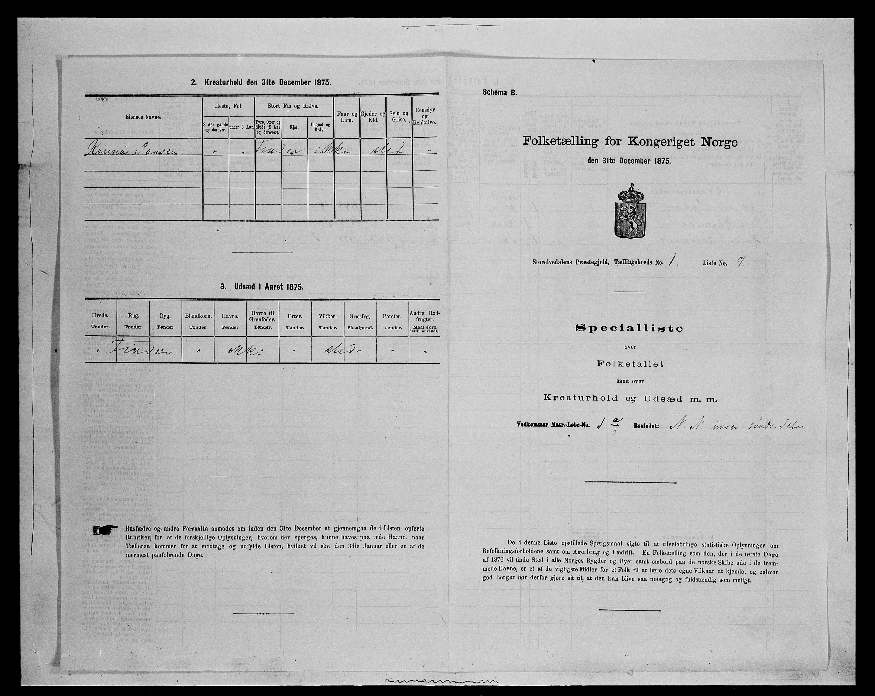 SAH, 1875 census for 0430P Stor-Elvdal, 1875, p. 65