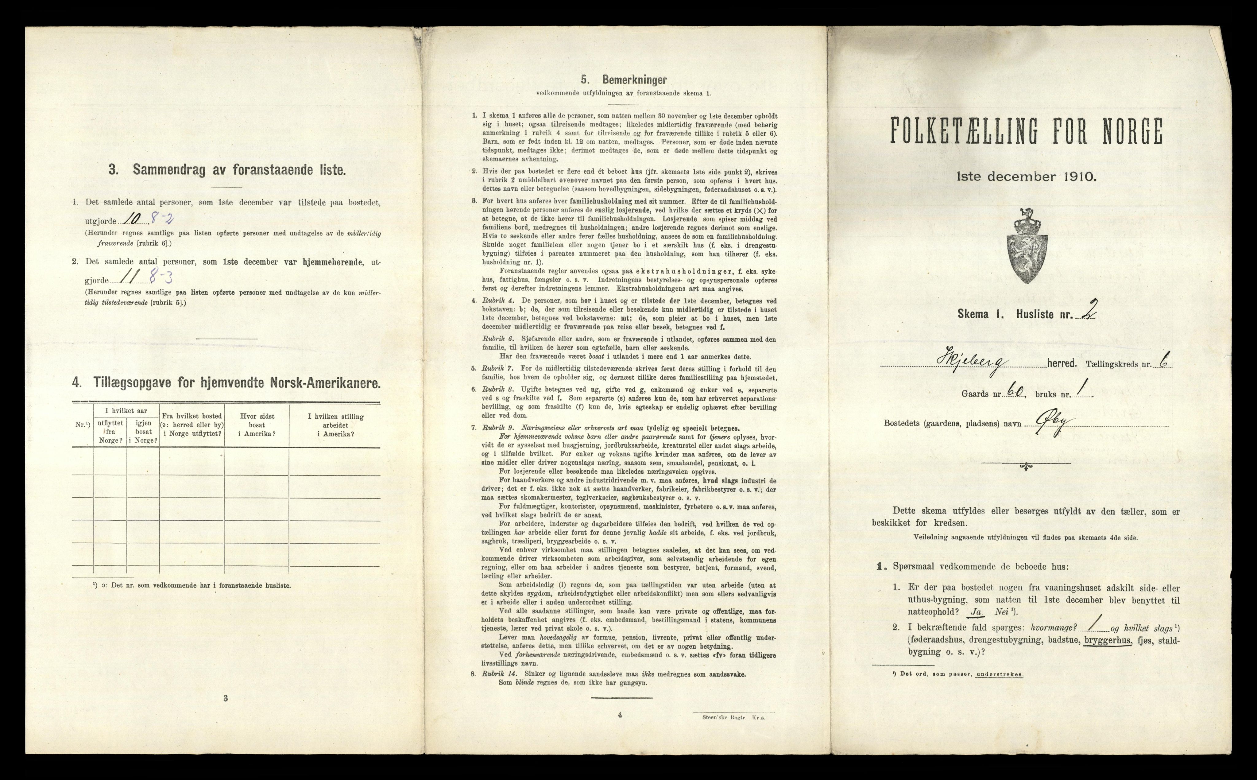 RA, 1910 census for Skjeberg, 1910, p. 966