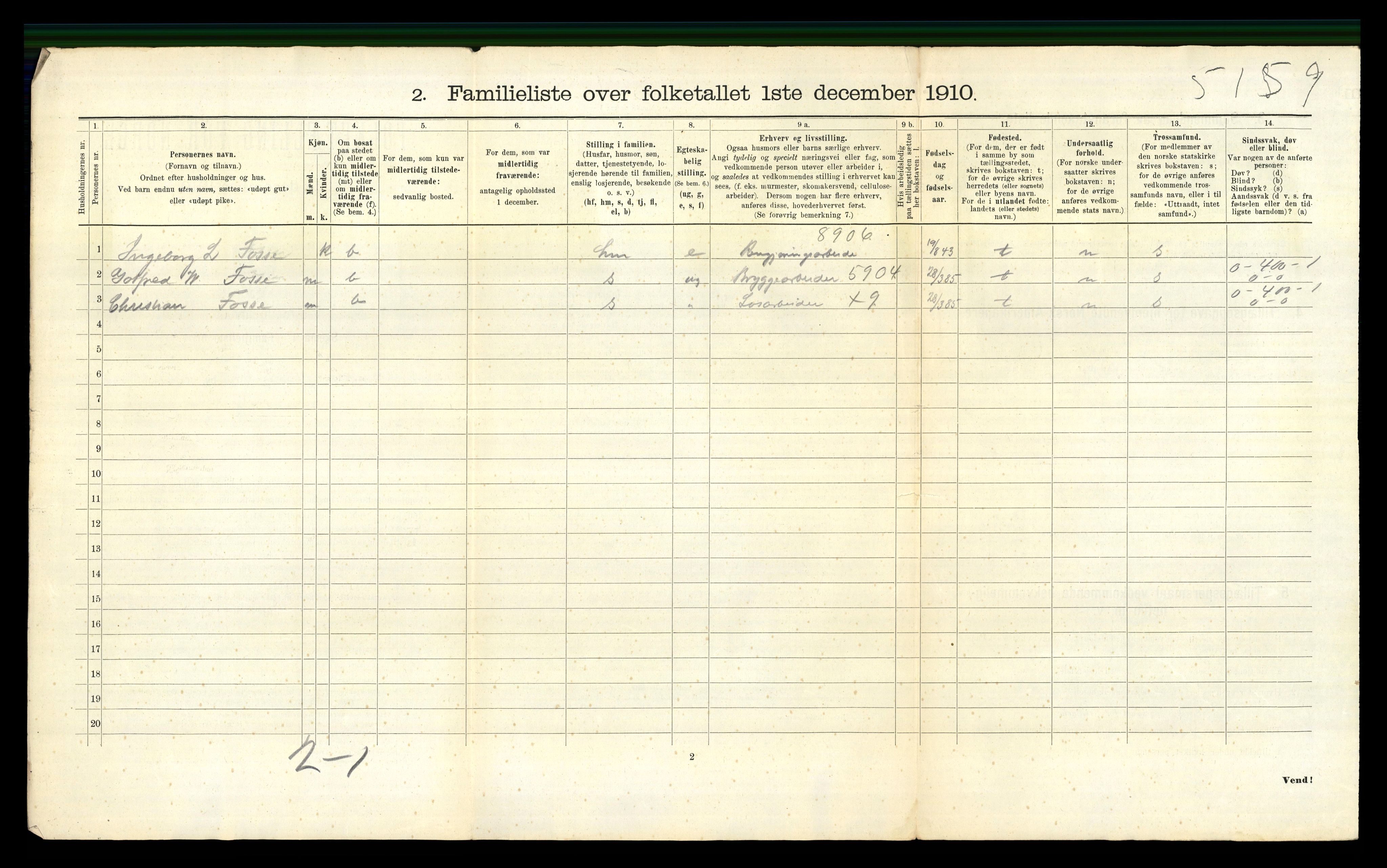 RA, 1910 census for Arendal, 1910, p. 5668