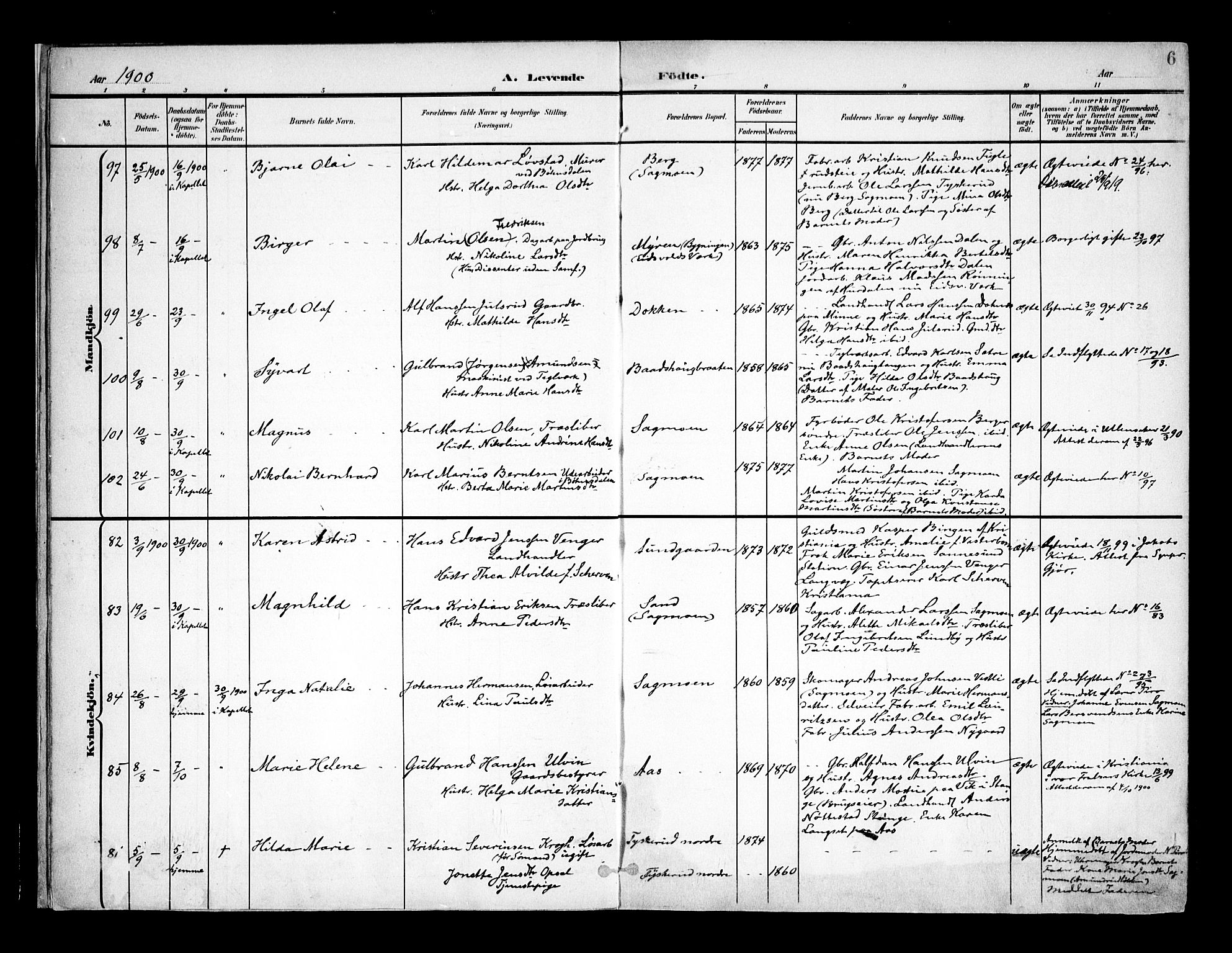 Eidsvoll prestekontor Kirkebøker, AV/SAO-A-10888/F/Fa/L0006: Parish register (official) no. I 6, 1900-1907, p. 6