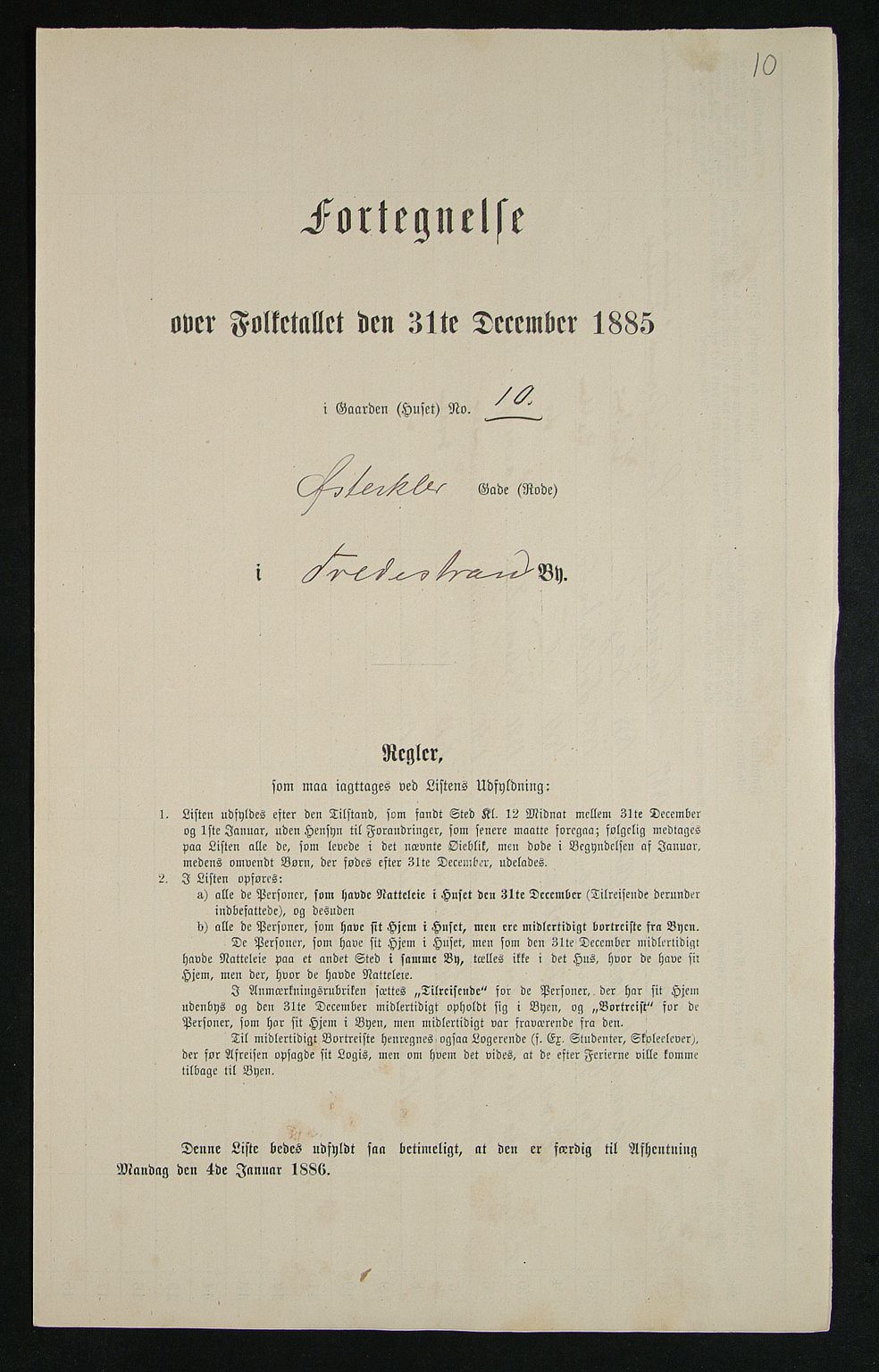 SAK, 1885 census for 0902 Tvedestrand, 1885, p. 10