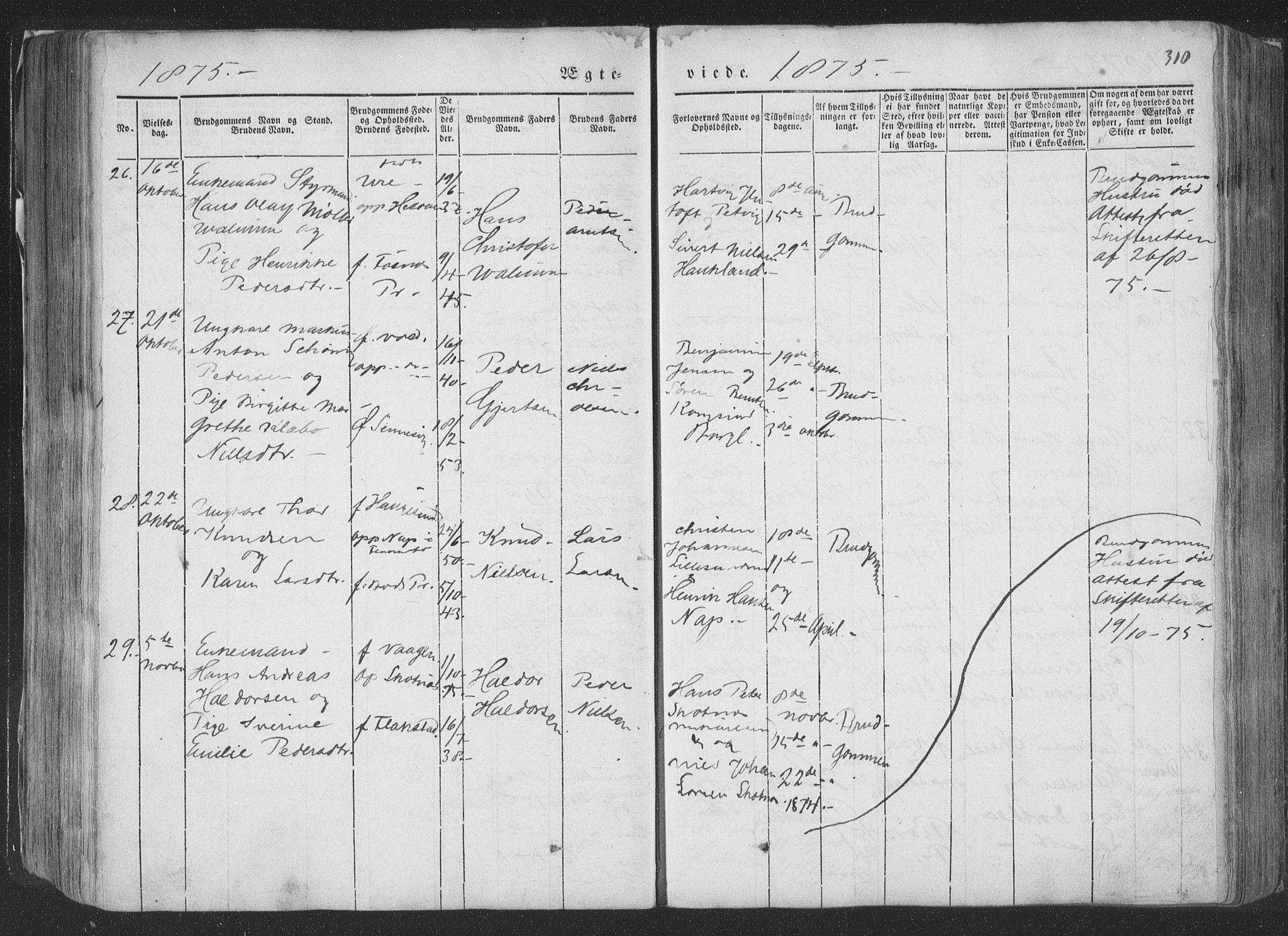 Ministerialprotokoller, klokkerbøker og fødselsregistre - Nordland, SAT/A-1459/881/L1165: Parish register (copy) no. 881C02, 1854-1876, p. 310
