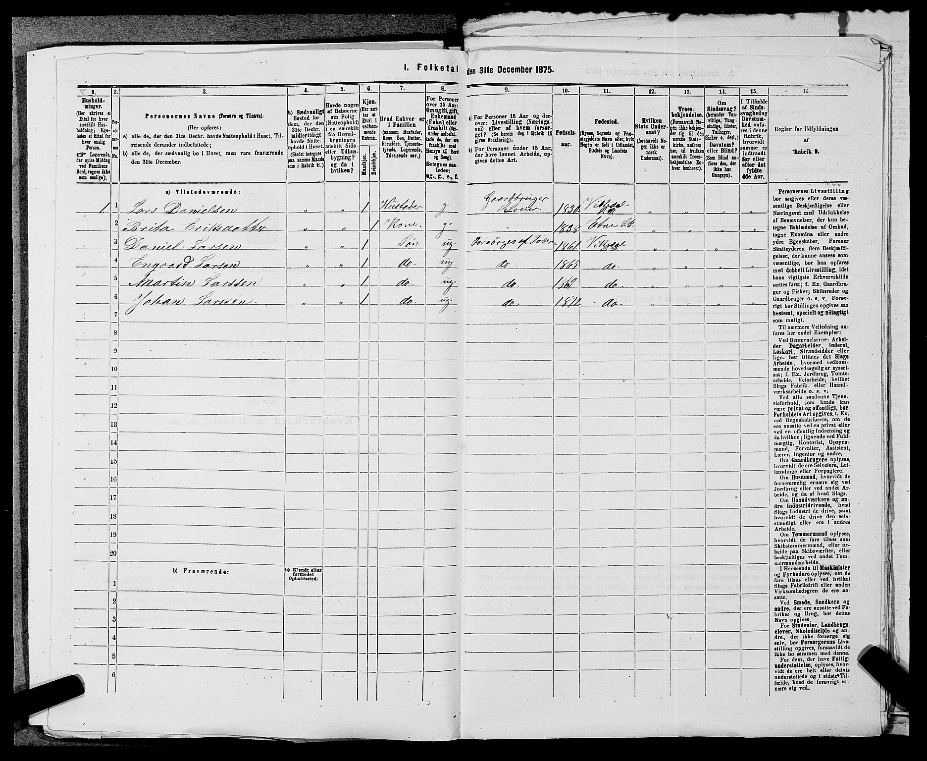 SAST, 1875 census for 1157P Vikedal, 1875, p. 756