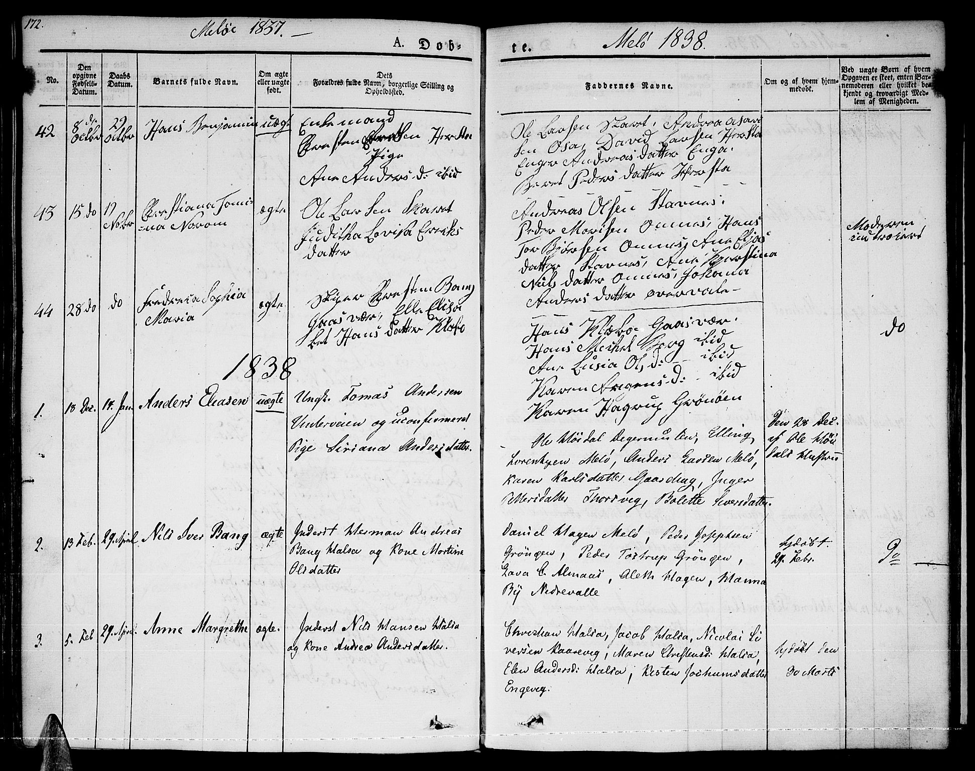 Ministerialprotokoller, klokkerbøker og fødselsregistre - Nordland, AV/SAT-A-1459/841/L0598: Parish register (official) no. 841A06 /2, 1825-1844, p. 172