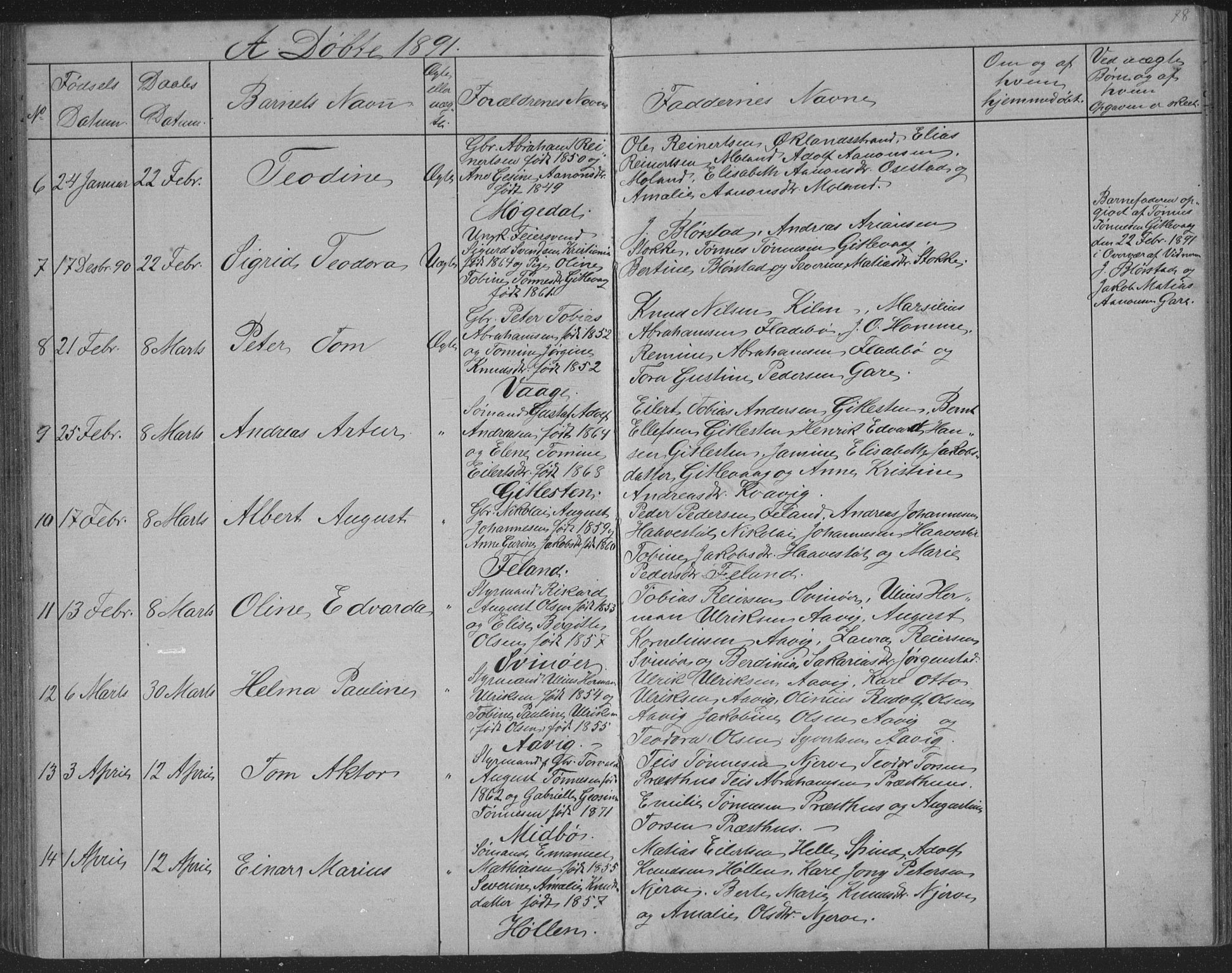 Sør-Audnedal sokneprestkontor, SAK/1111-0039/F/Fb/Fba/L0003: Parish register (copy) no. B 3, 1879-1893, p. 78
