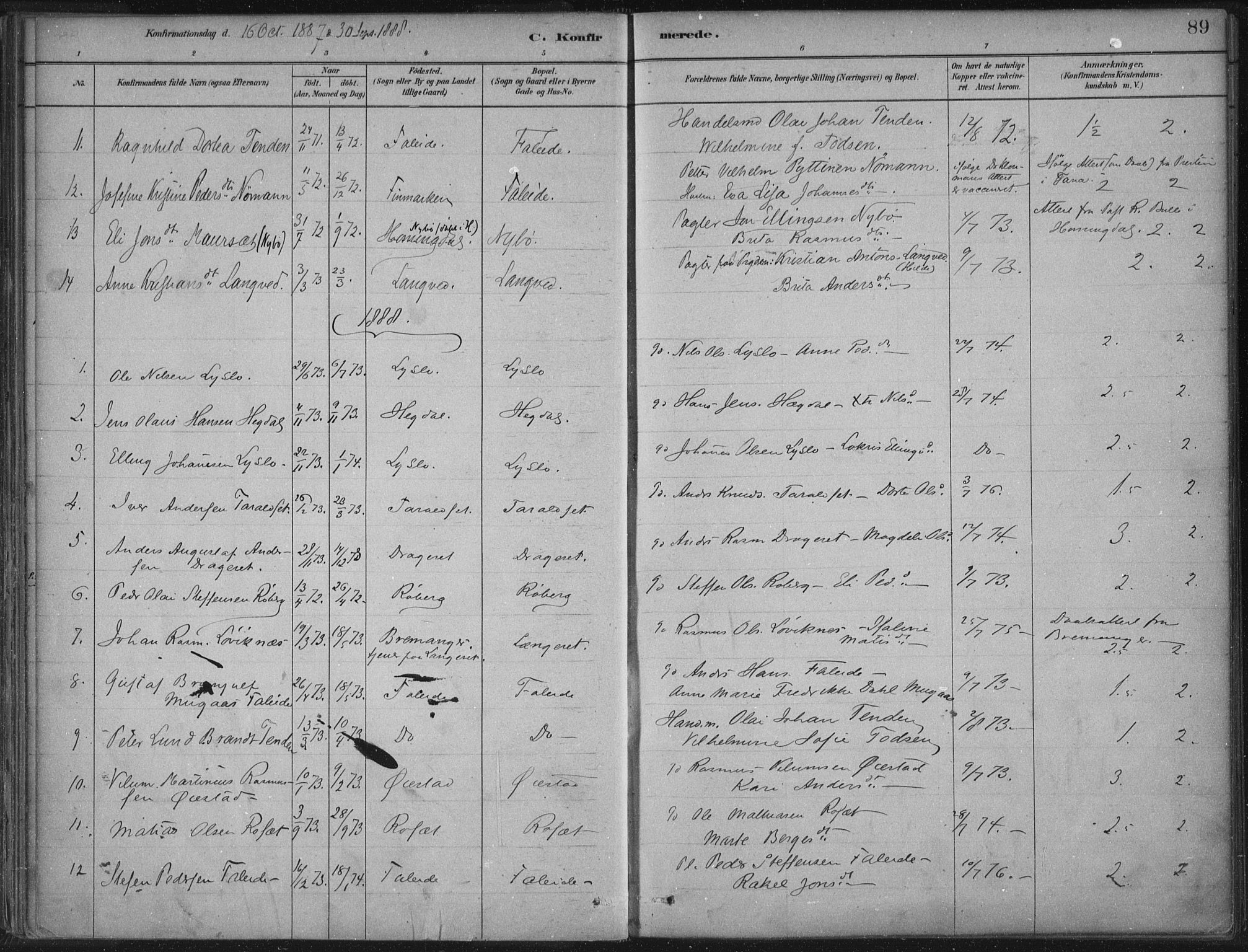 Innvik sokneprestembete, AV/SAB-A-80501: Parish register (official) no. B  1, 1879-1902, p. 89