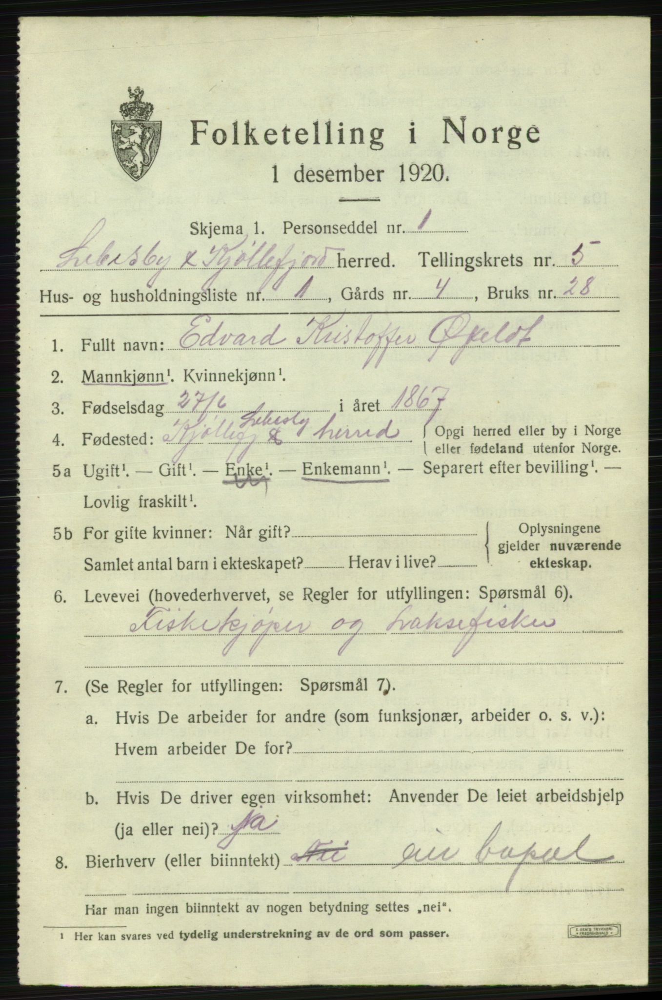 SATØ, 1920 census for Lebesby, 1920, p. 2411