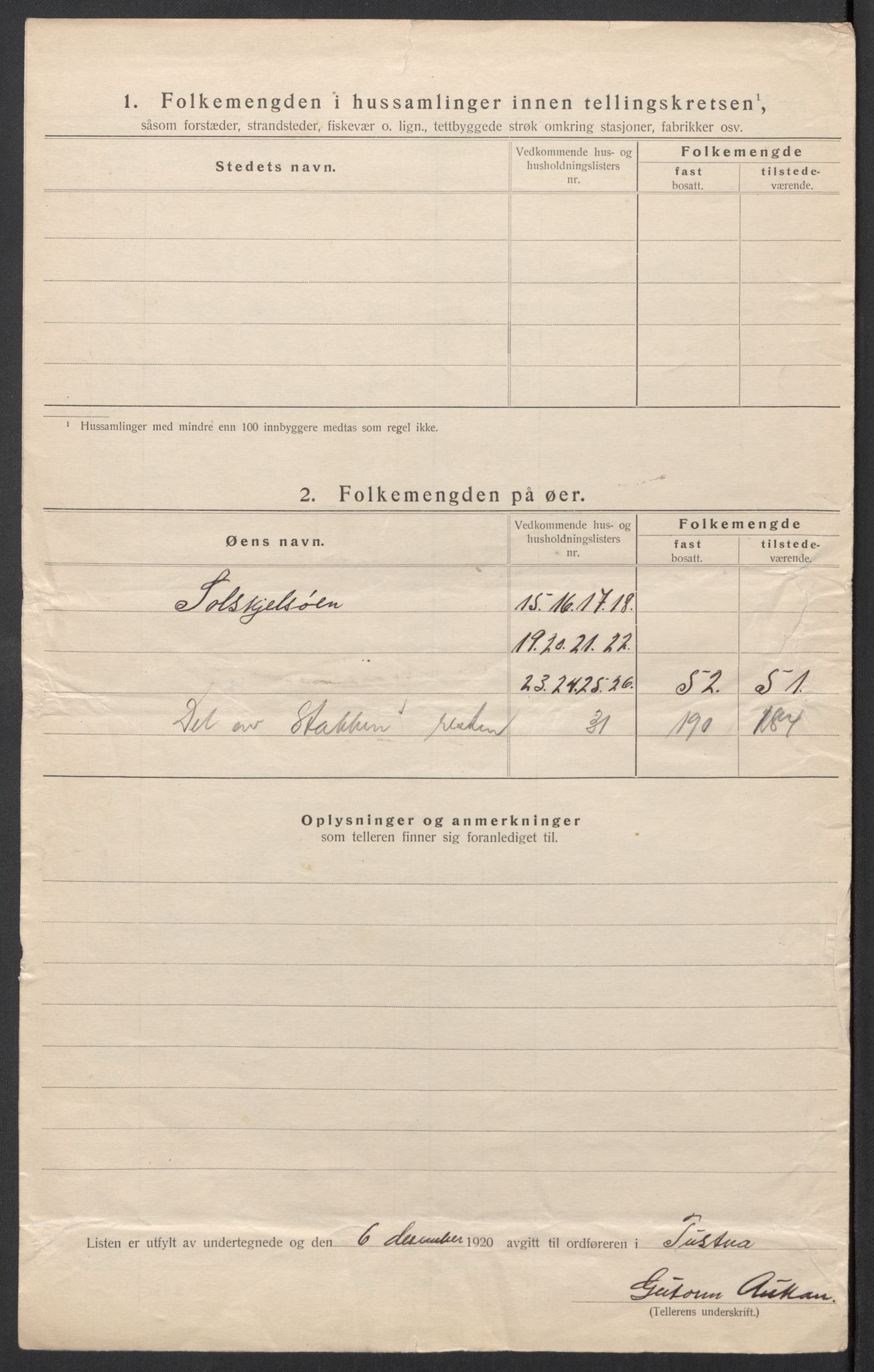 SAT, 1920 census for Tustna, 1920, p. 26