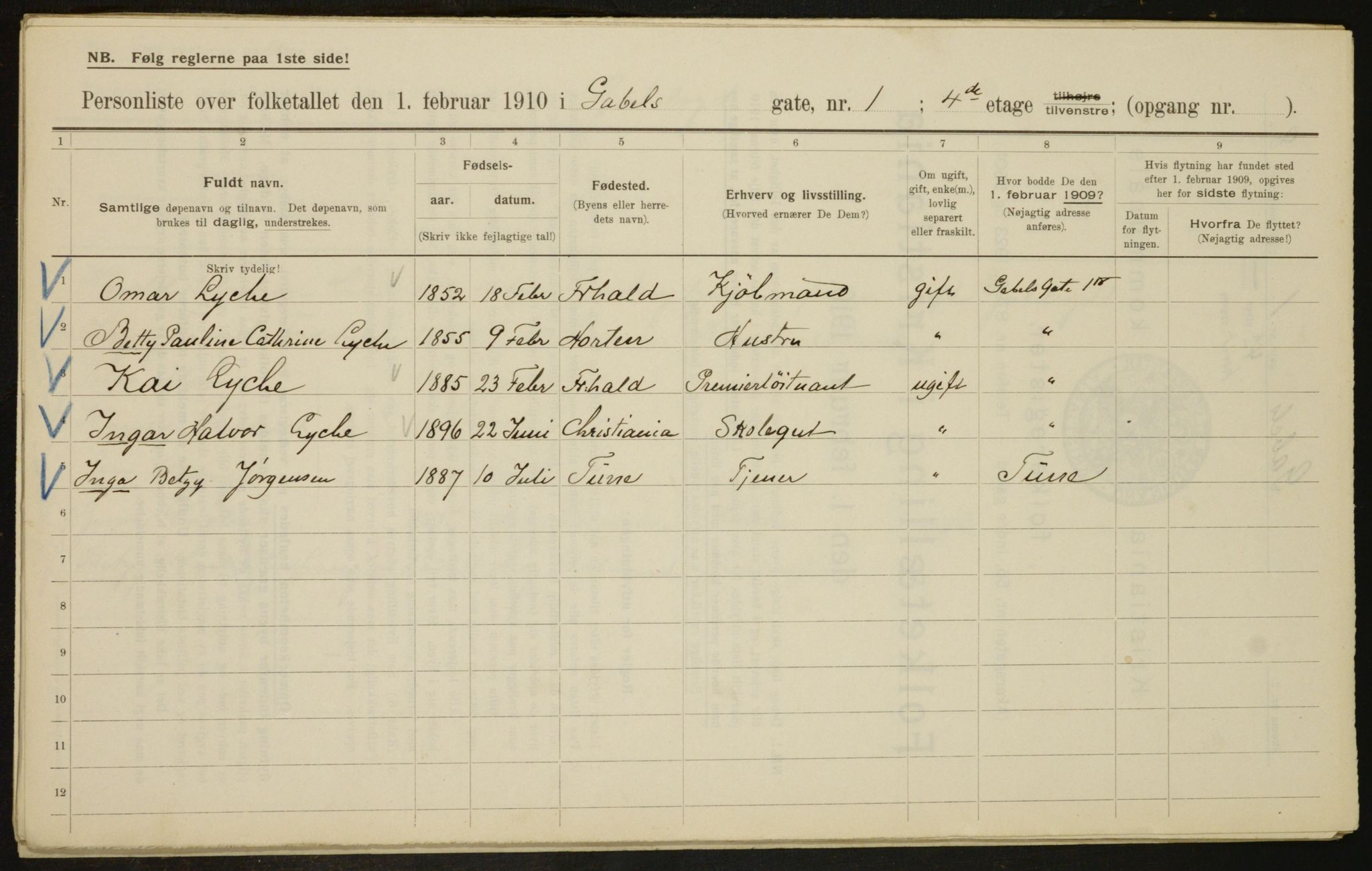 OBA, Municipal Census 1910 for Kristiania, 1910, p. 27118