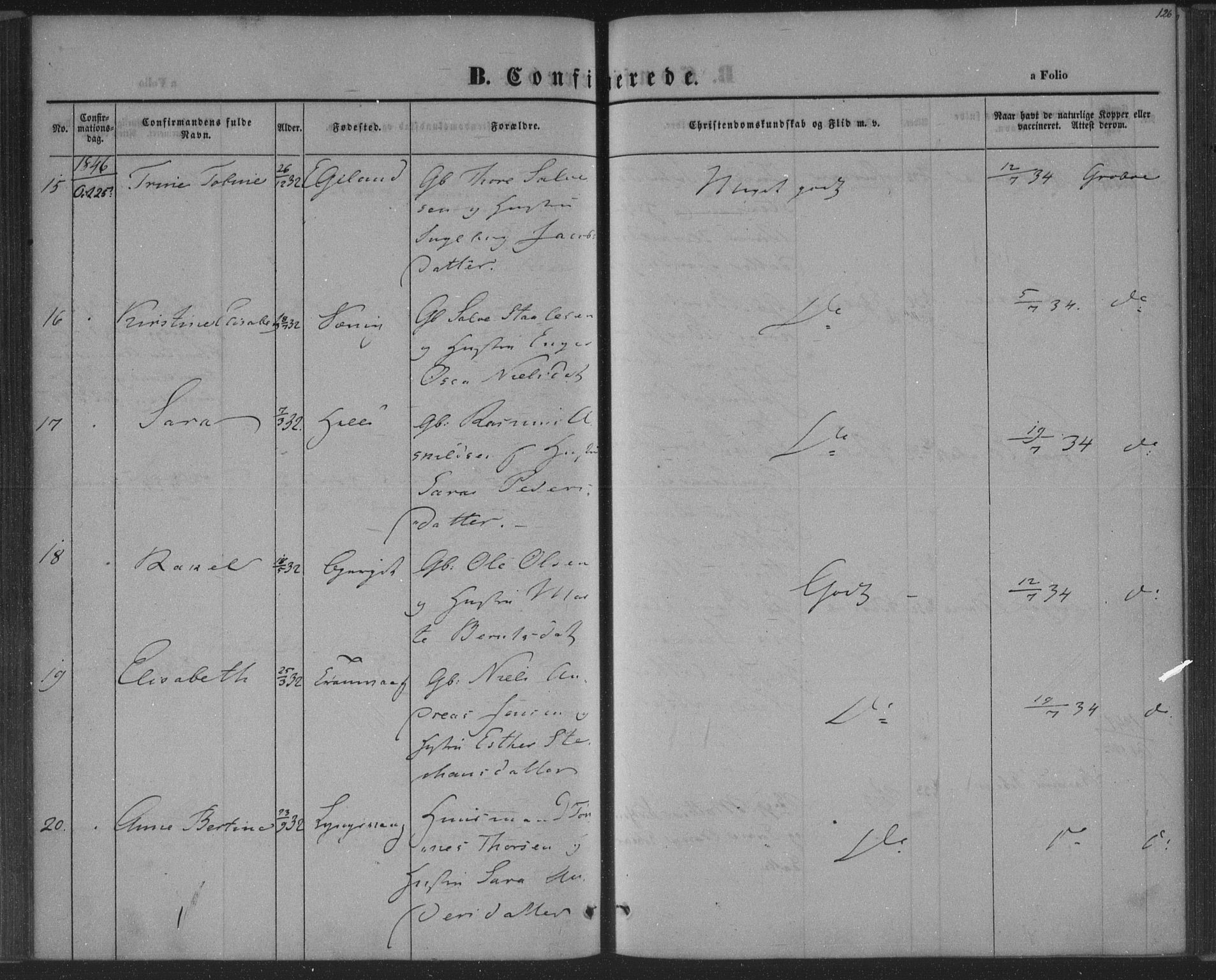 Herad sokneprestkontor, AV/SAK-1111-0018/F/Fa/Fab/L0003: Parish register (official) no. A 3, 1844-1853, p. 126