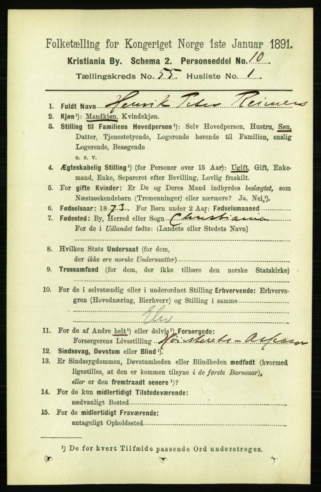 RA, 1891 census for 0301 Kristiania, 1891, p. 30086