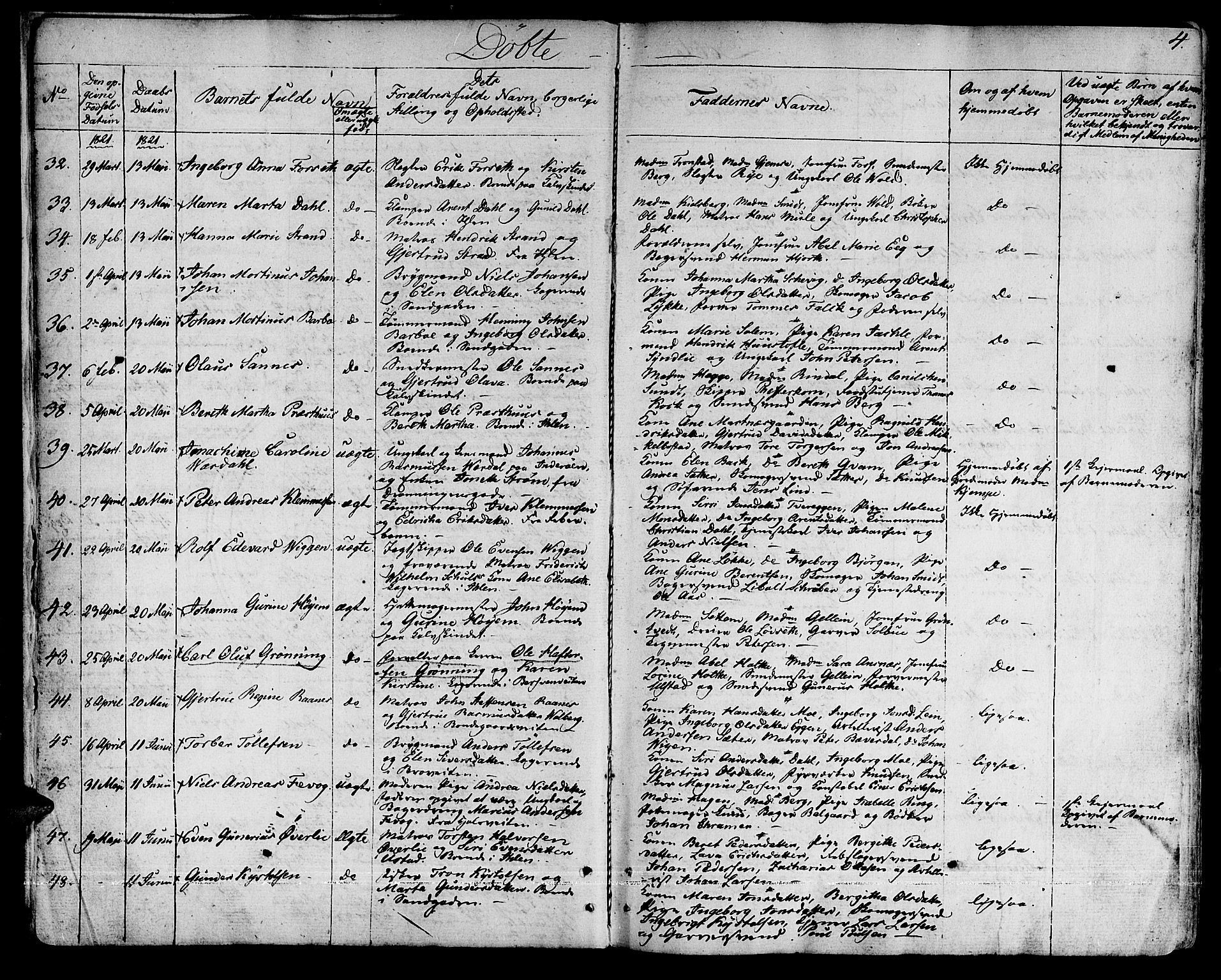 Ministerialprotokoller, klokkerbøker og fødselsregistre - Sør-Trøndelag, SAT/A-1456/601/L0045: Parish register (official) no. 601A13, 1821-1831, p. 4