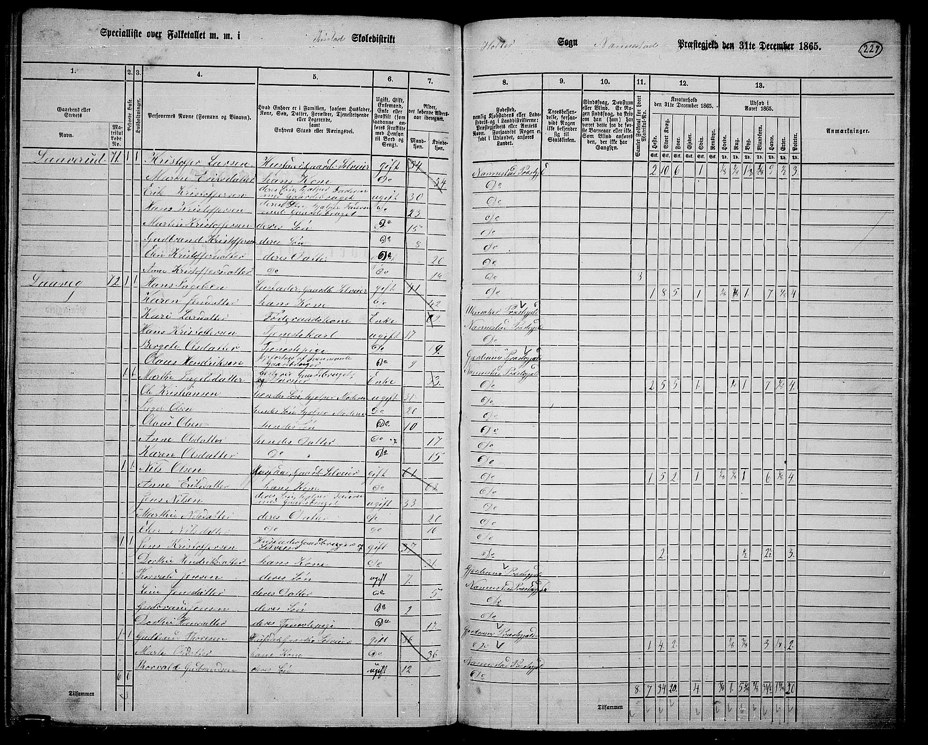 RA, 1865 census for Nannestad, 1865, p. 104