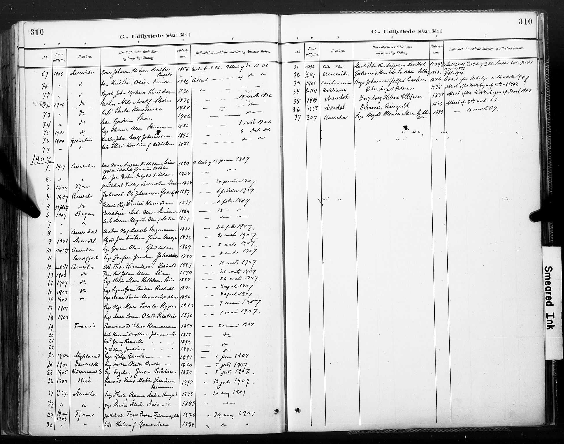 Øyestad sokneprestkontor, AV/SAK-1111-0049/F/Fa/L0018: Parish register (official) no. A 18, 1897-1907, p. 310