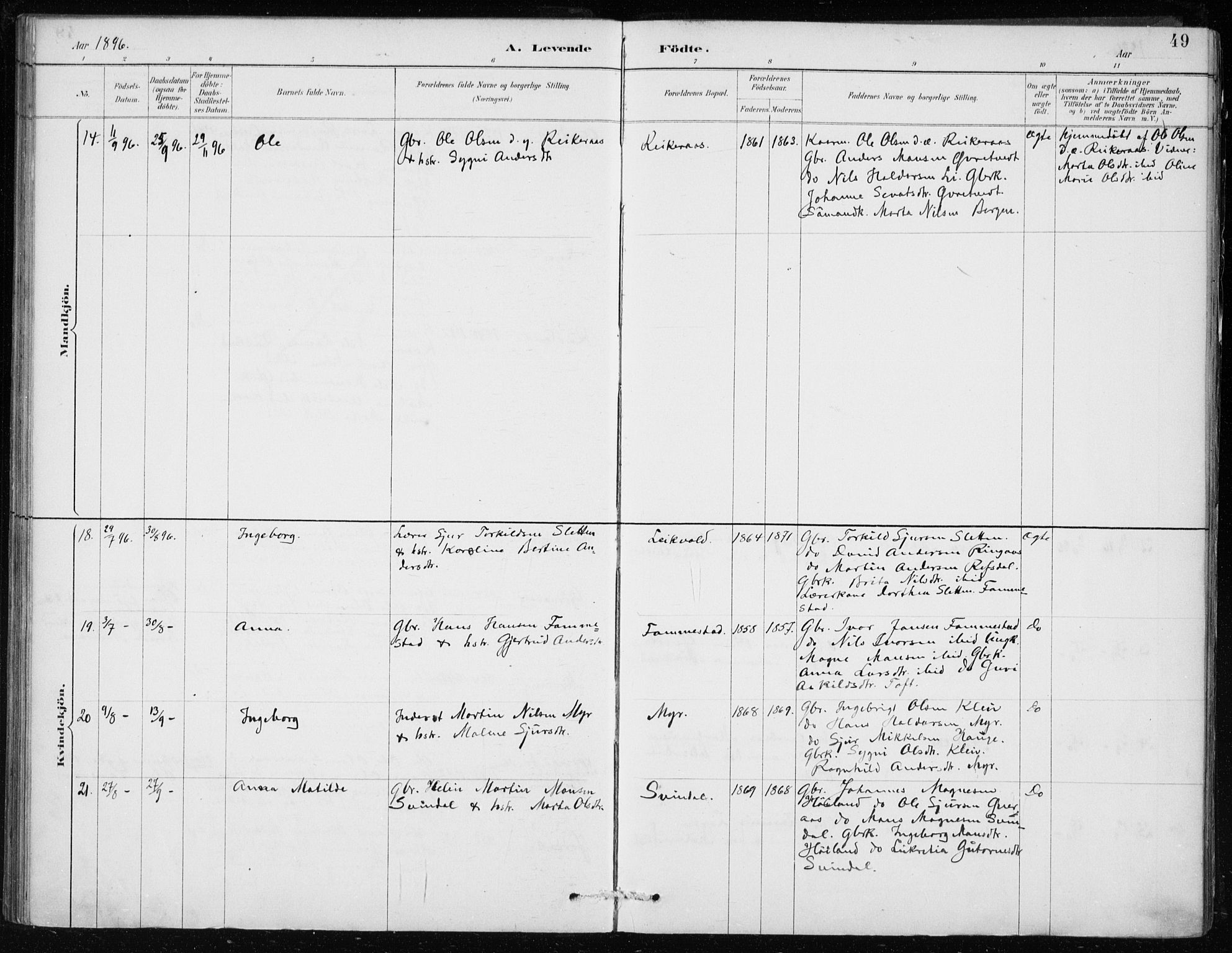 Lindås Sokneprestembete, AV/SAB-A-76701/H/Haa/Haaf/L0001: Parish register (official) no. F  1, 1886-1897, p. 49