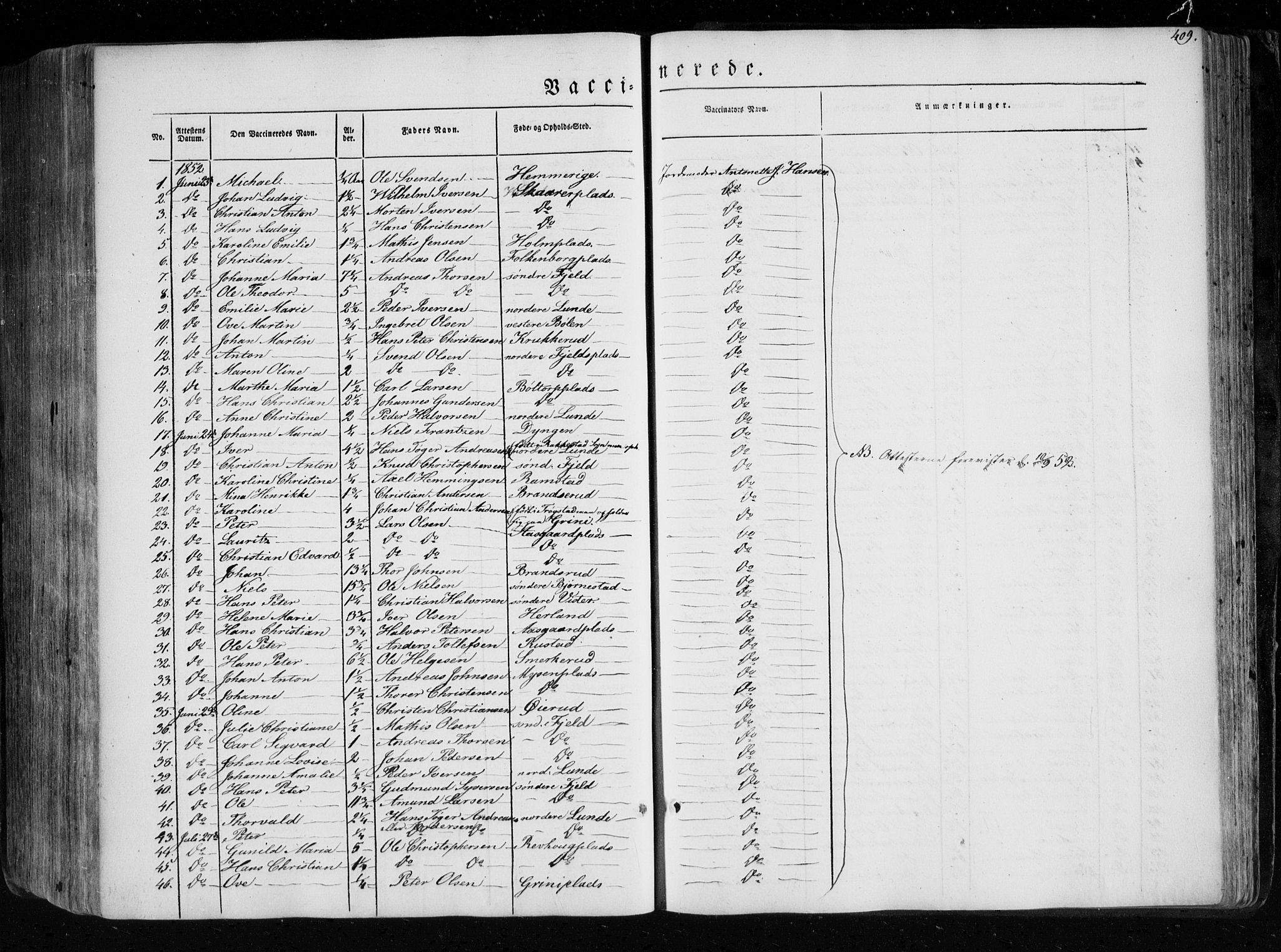 Eidsberg prestekontor Kirkebøker, AV/SAO-A-10905/F/Fa/L0009: Parish register (official) no. I 9, 1849-1856, p. 409