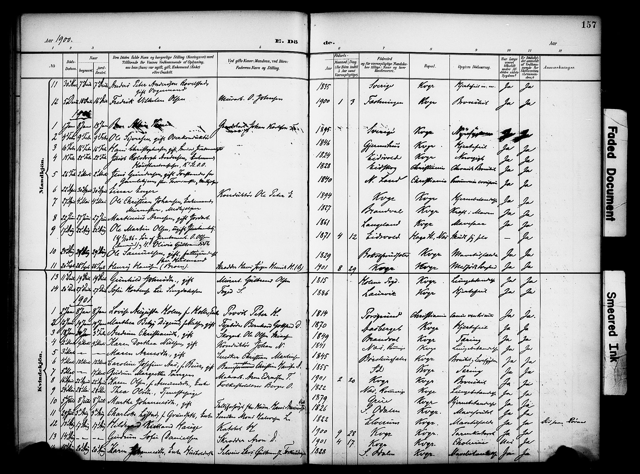 Vinger prestekontor, AV/SAH-PREST-024/H/Ha/Haa/L0016: Parish register (official) no. 16, 1898-1920, p. 157