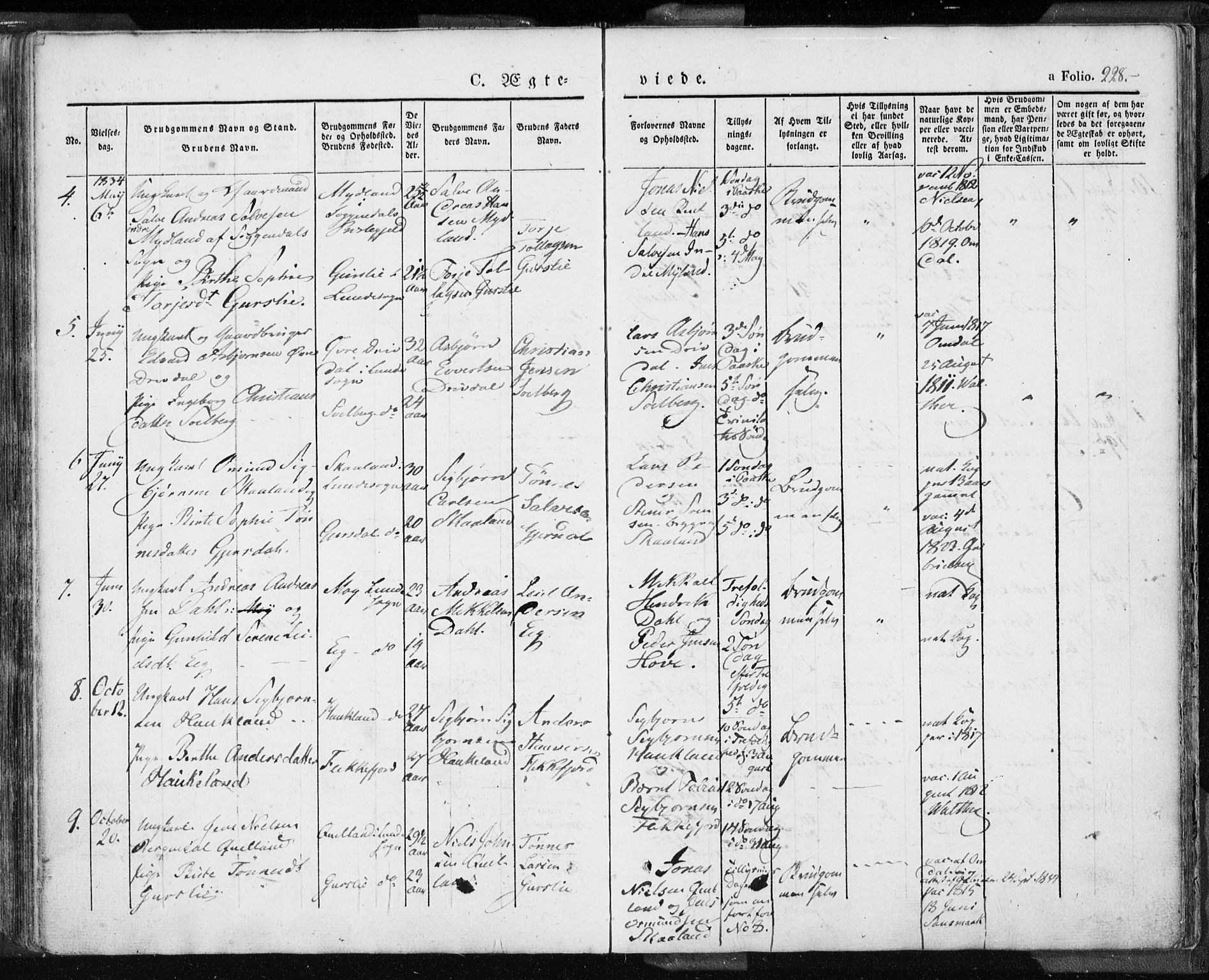 Lund sokneprestkontor, SAST/A-101809/S06/L0007: Parish register (official) no. A 7.1, 1833-1854, p. 228