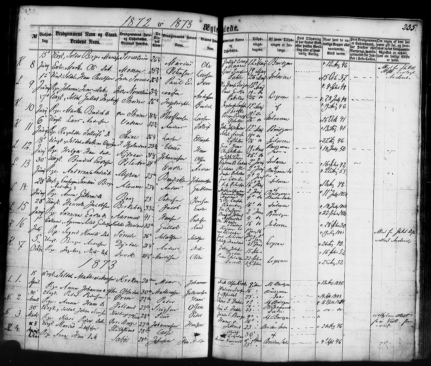 Lavik sokneprestembete, SAB/A-80901: Parish register (official) no. A 4, 1864-1881, p. 235
