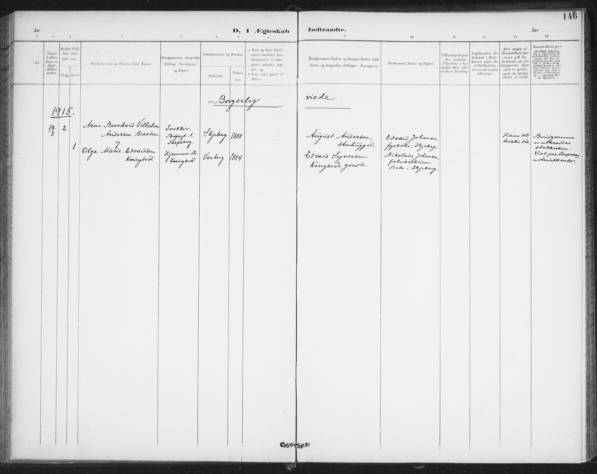 Varteig prestekontor Kirkebøker, SAO/A-10447a/F/Fa/L0003: Parish register (official) no. 3, 1899-1919, p. 146
