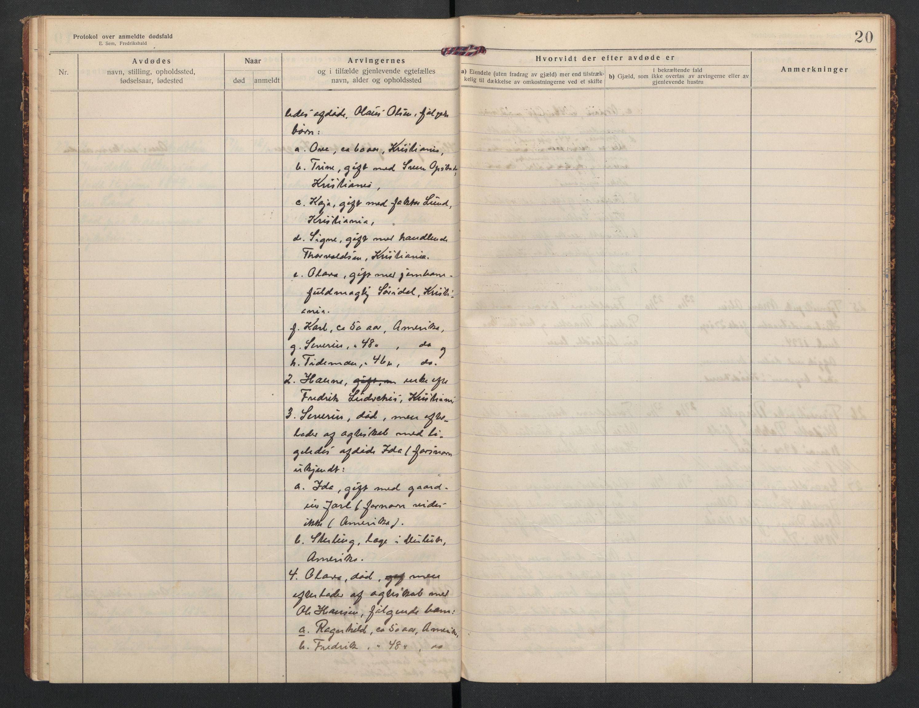 Krødsherad lensmannskontor, AV/SAKO-A-506/H/Ha/L0002: Dødsfallsprotokoll, 1917-1922, p. 20