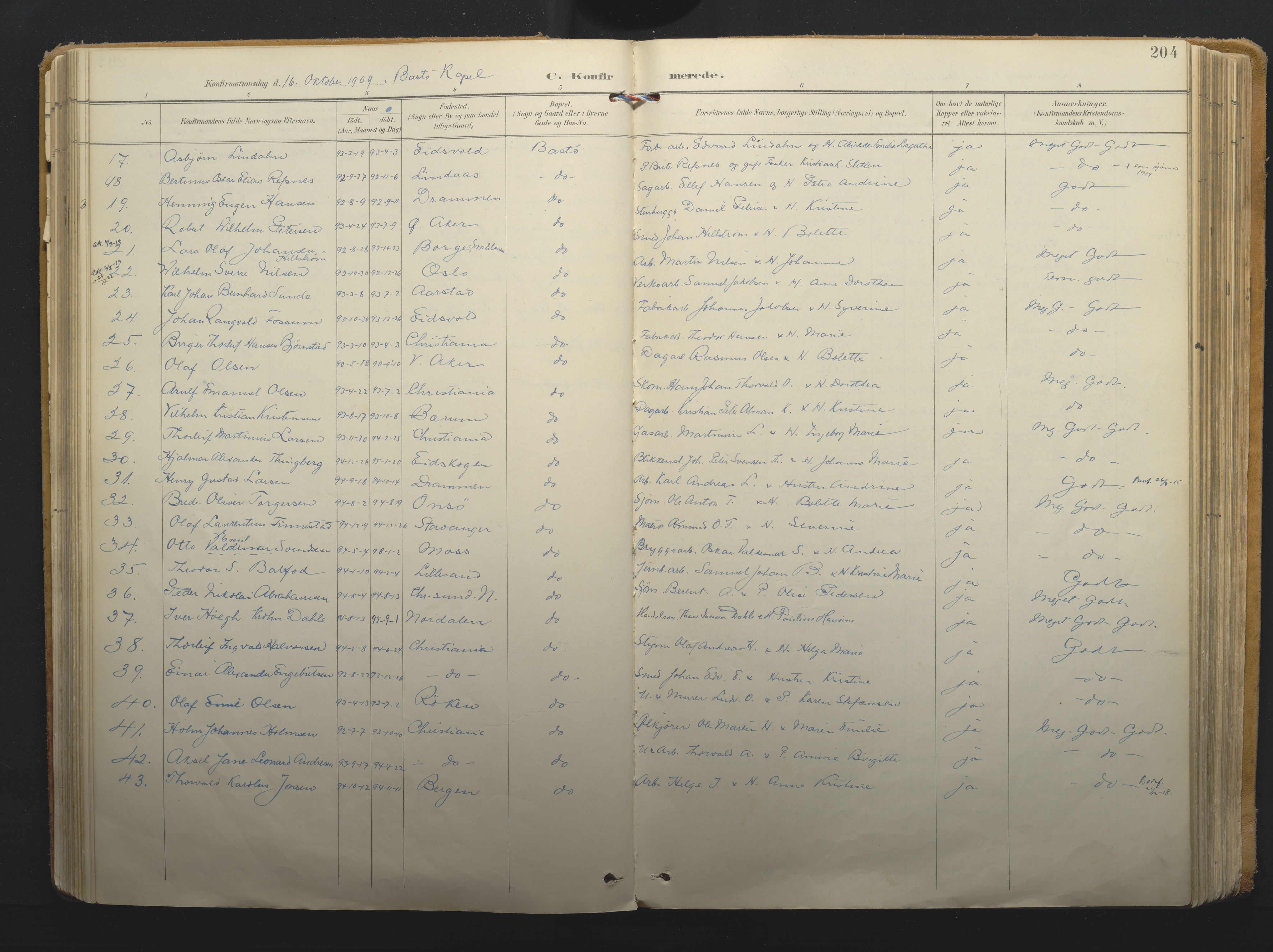 Borre kirkebøker, AV/SAKO-A-338/F/Fa/L0011: Parish register (official) no. I 11, 1897-1921, p. 204