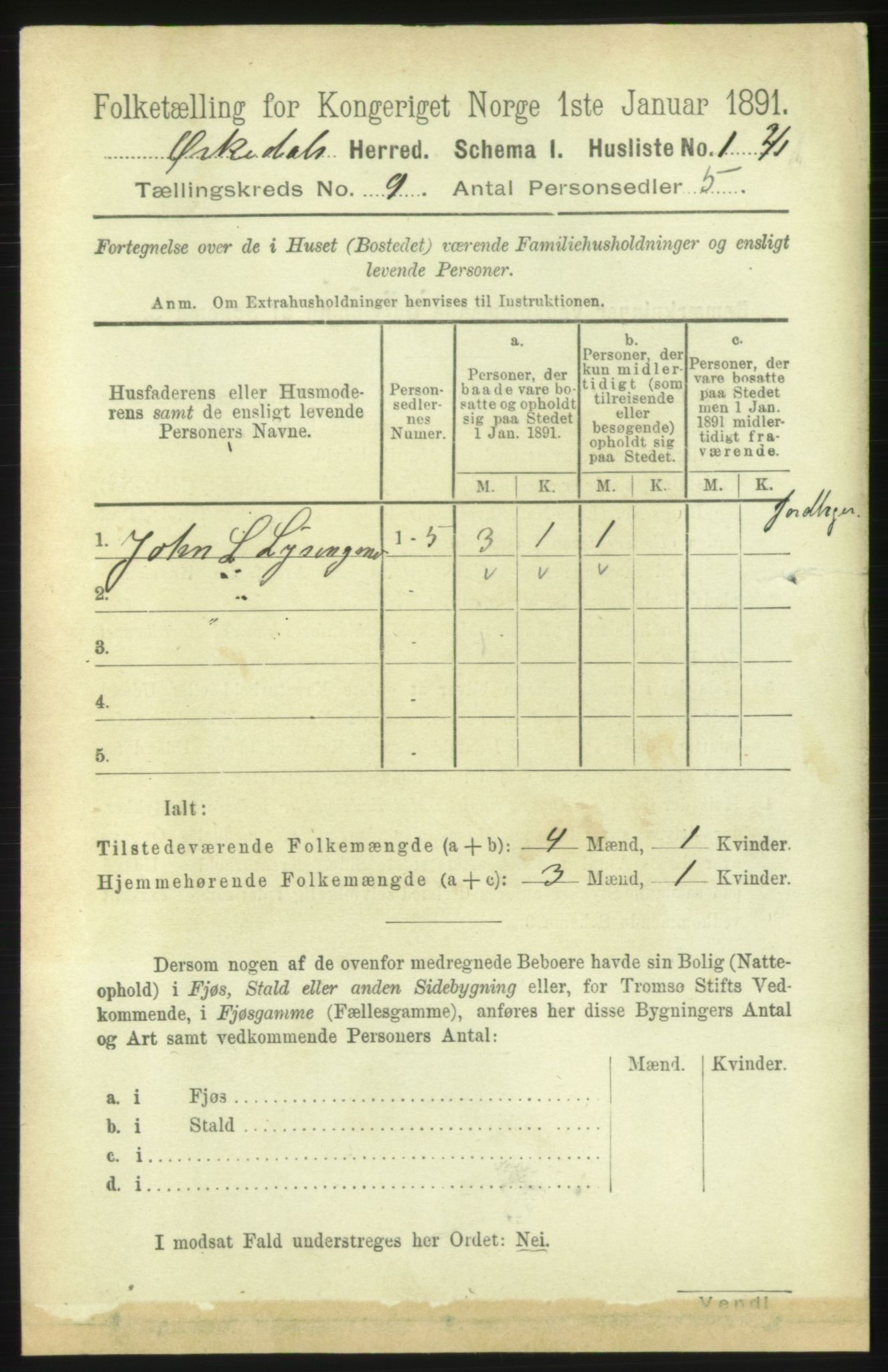 RA, 1891 census for 1638 Orkdal, 1891, p. 4218