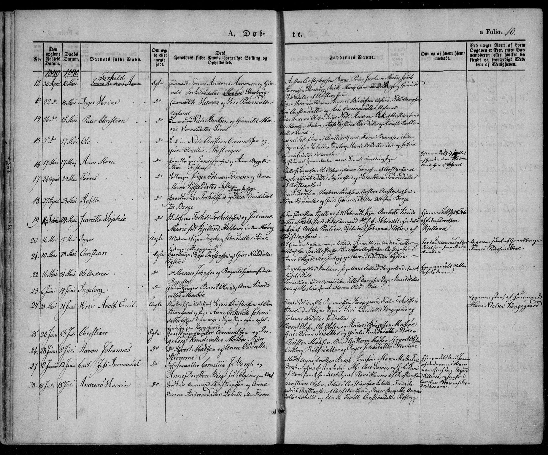 Oddernes sokneprestkontor, AV/SAK-1111-0033/F/Fa/Faa/L0006: Parish register (official) no. A 6, 1838-1851, p. 10