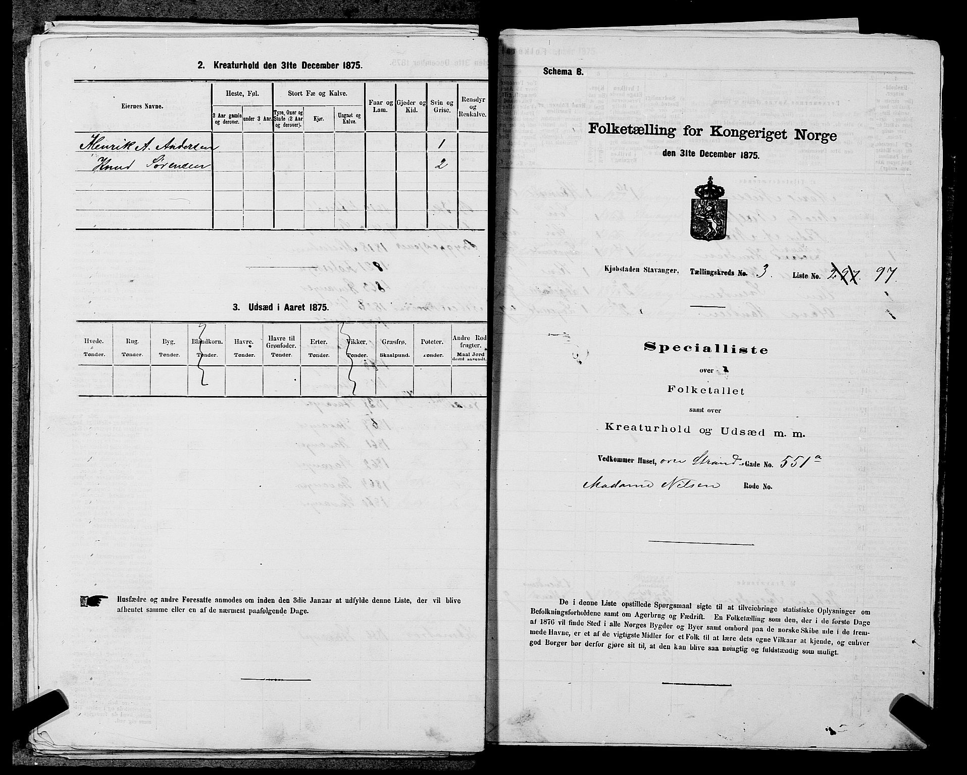 SAST, 1875 census for 1103 Stavanger, 1875, p. 633