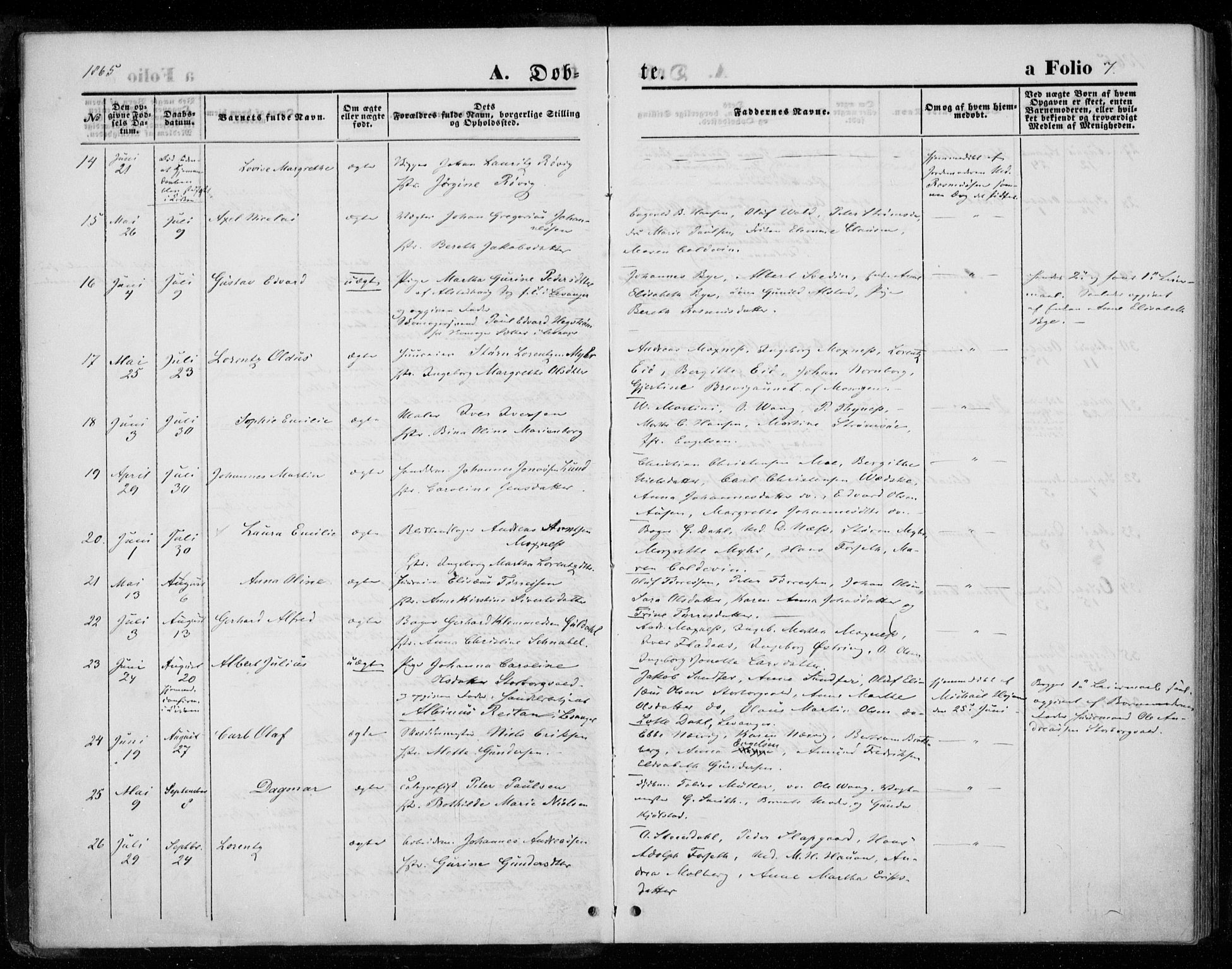 Ministerialprotokoller, klokkerbøker og fødselsregistre - Nord-Trøndelag, SAT/A-1458/720/L0186: Parish register (official) no. 720A03, 1864-1874, p. 7