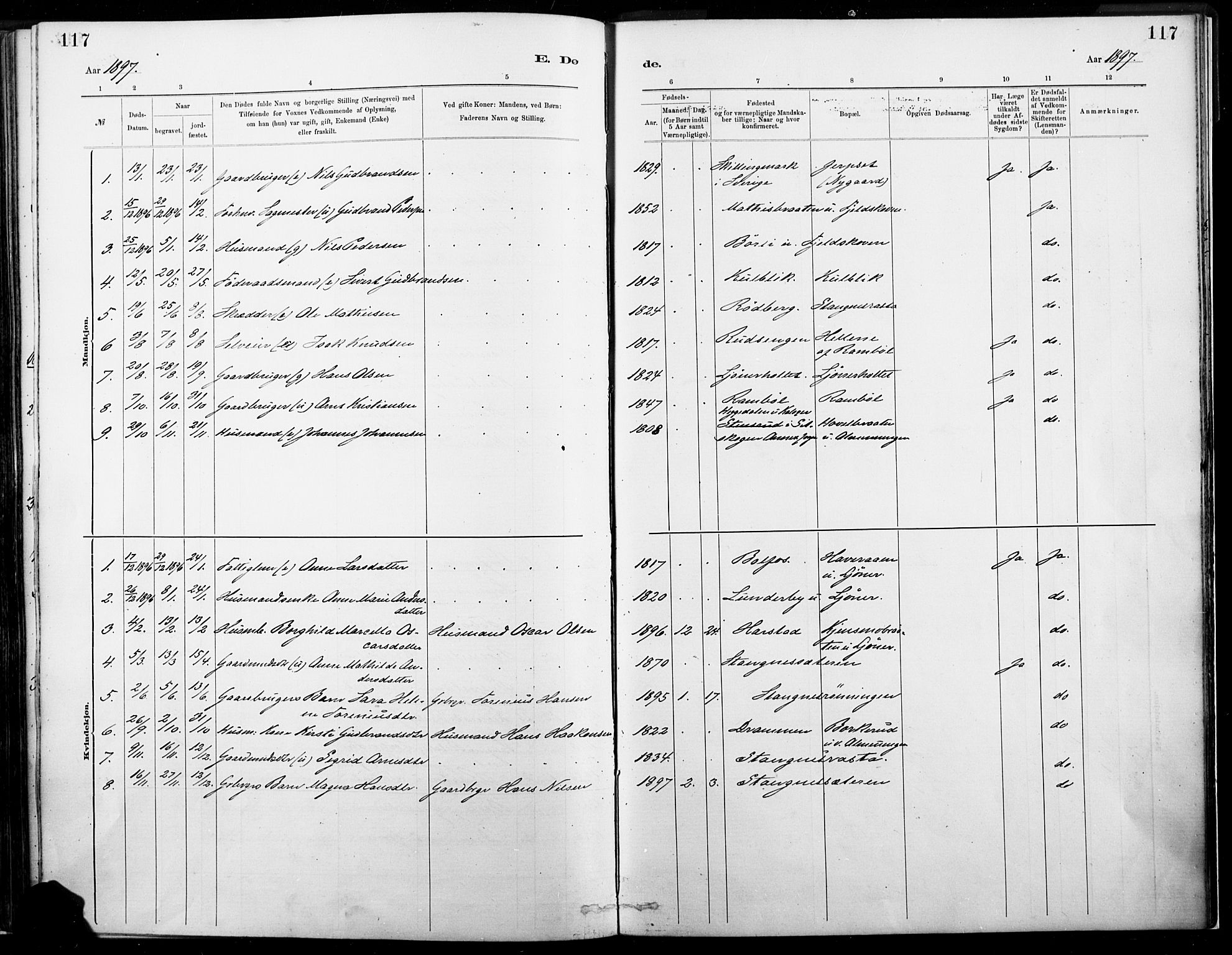 Eidskog prestekontor, AV/SAH-PREST-026/H/Ha/Haa/L0004: Parish register (official) no. 4, 1884-1897, p. 117