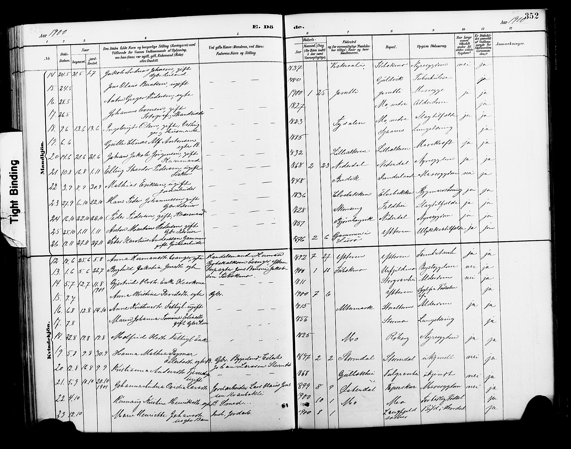 Ministerialprotokoller, klokkerbøker og fødselsregistre - Nordland, AV/SAT-A-1459/827/L0421: Parish register (copy) no. 827C10, 1887-1906, p. 352