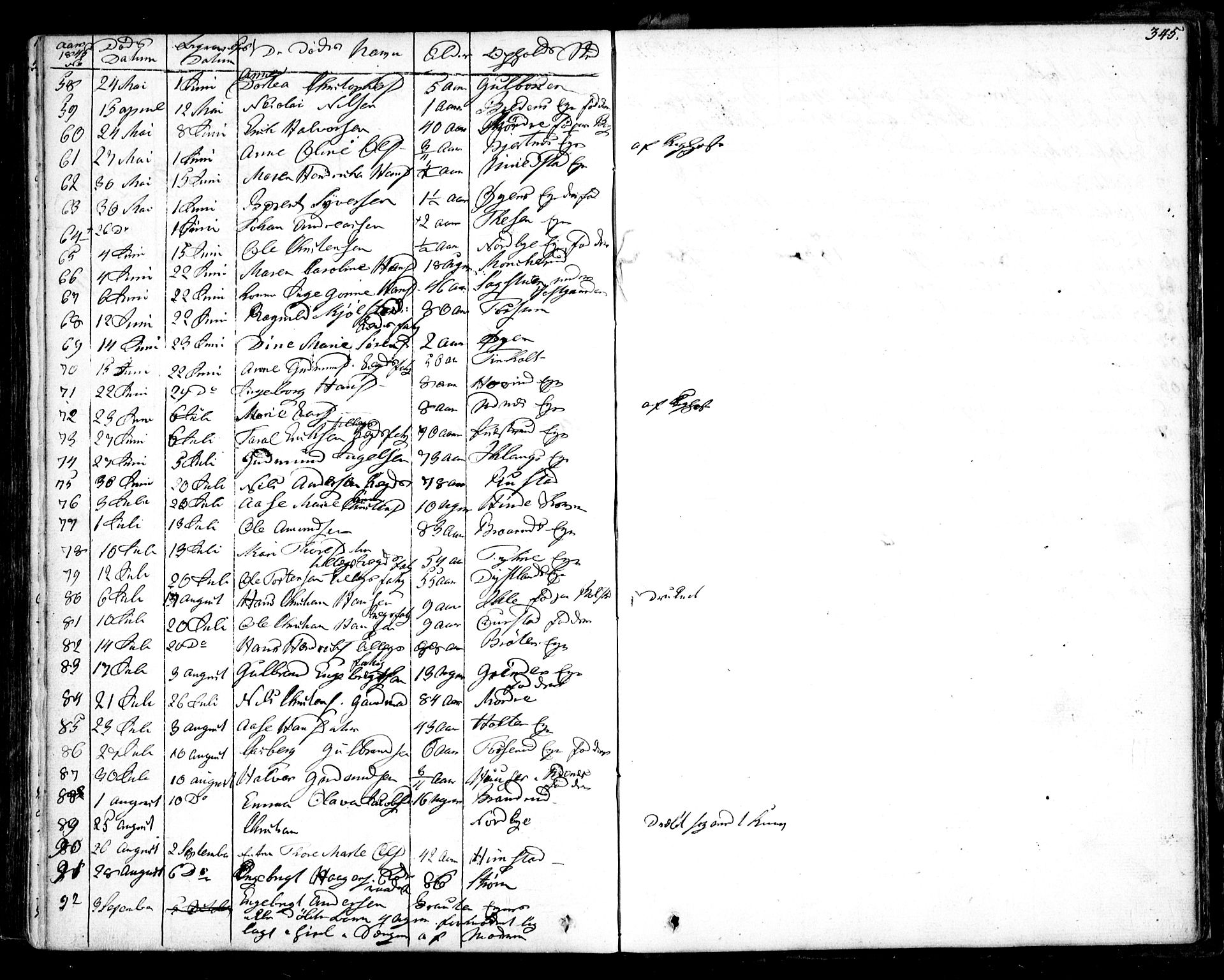 Nes prestekontor Kirkebøker, AV/SAO-A-10410/F/Fa/L0006: Parish register (official) no. I 6, 1833-1845, p. 345