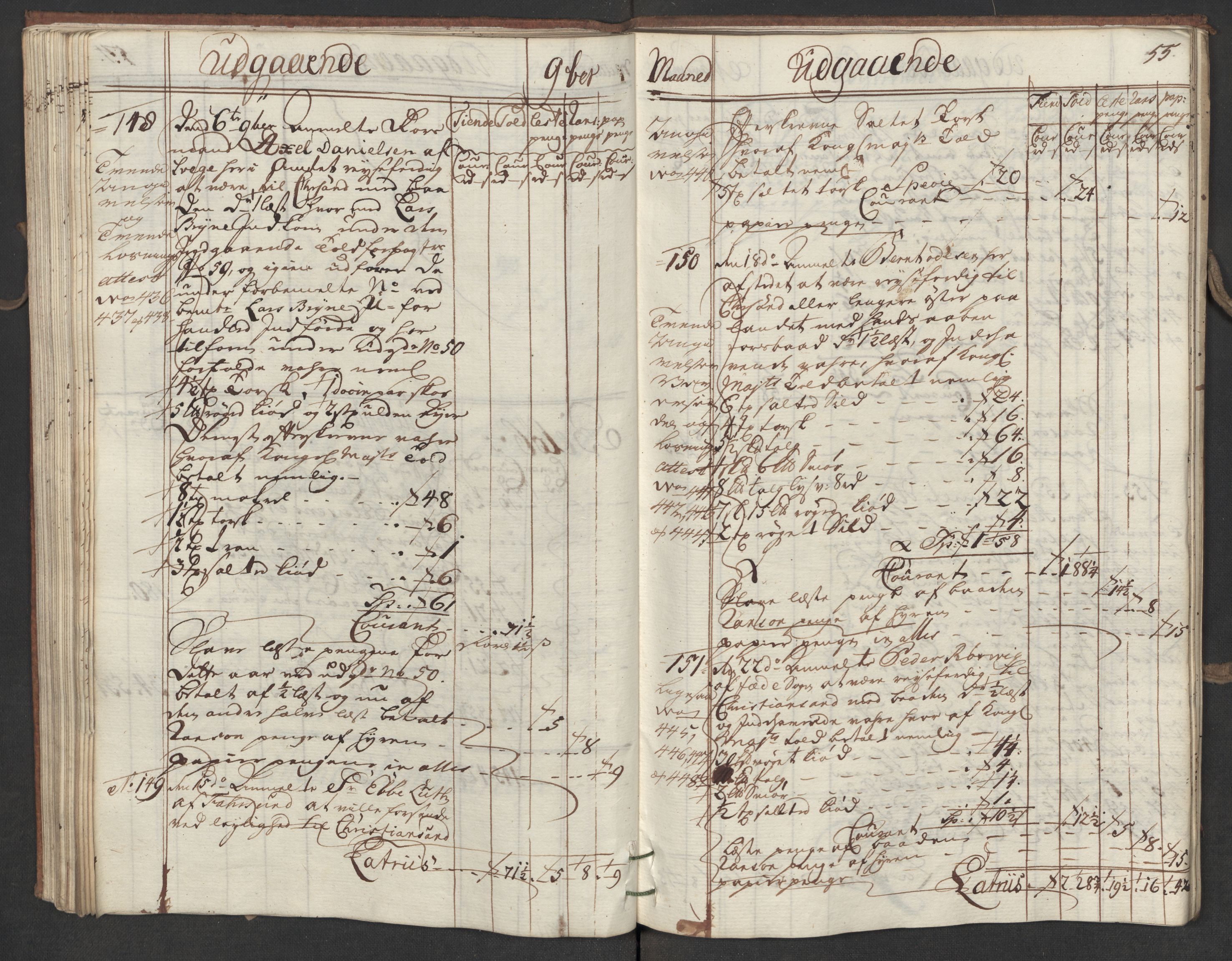 Generaltollkammeret, tollregnskaper, RA/EA-5490/R19/L0015/0005: Tollregnskaper Flekkefjord / Utgående hovedtollbok, 1756, p. 54b-55a