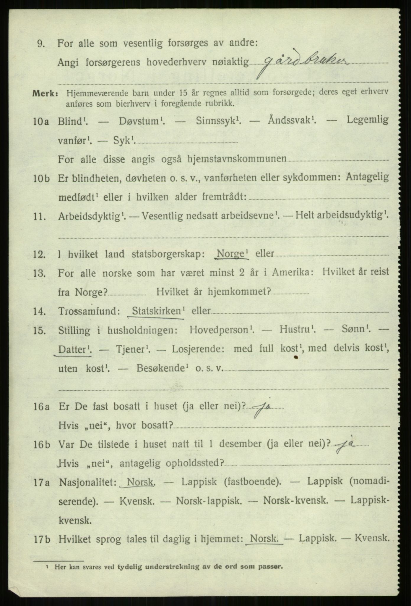 SATØ, 1920 census for Bardu, 1920, p. 3847