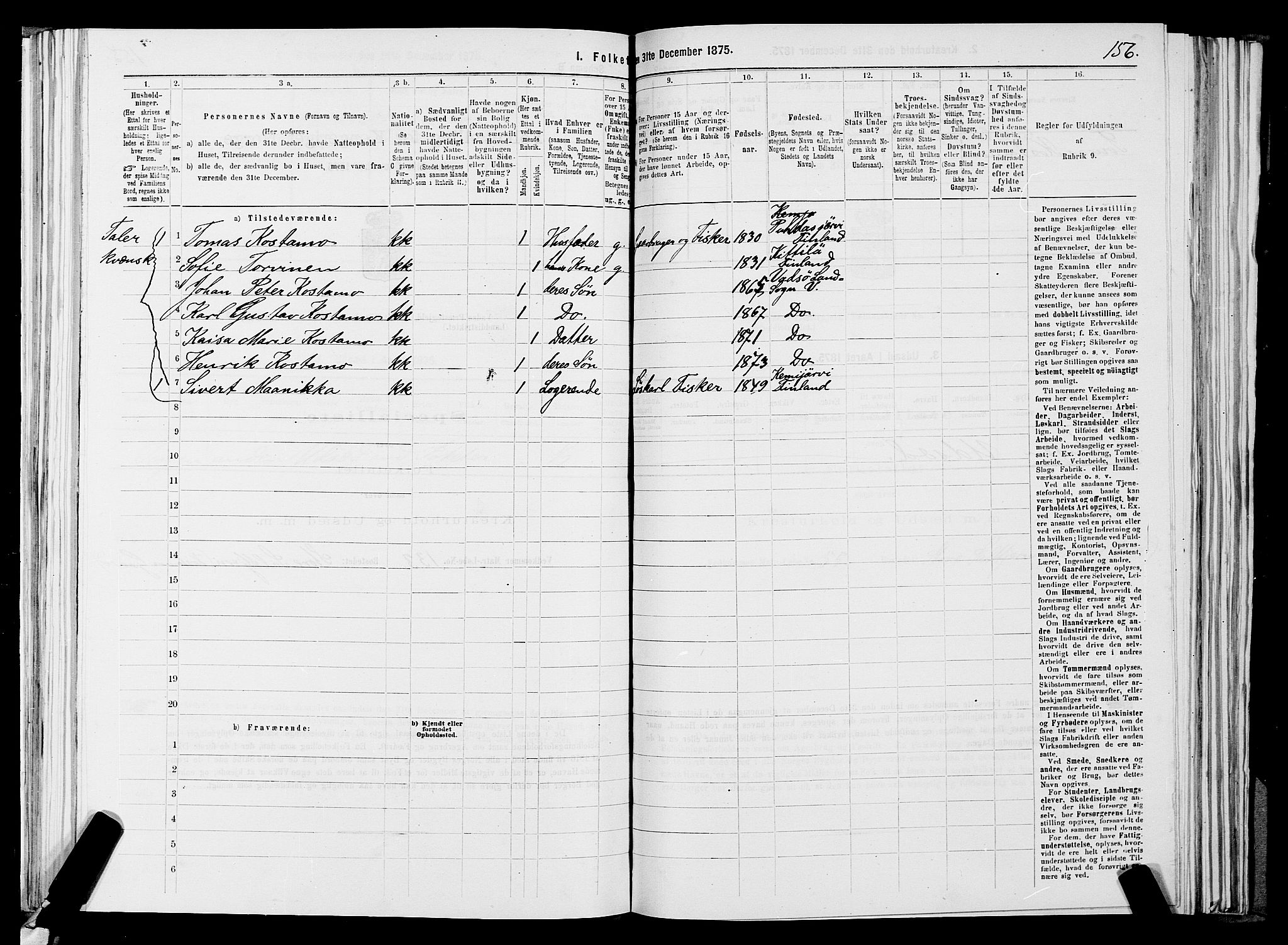 SATØ, 1875 census for 2029L Vadsø/Vadsø, 1875, p. 1156