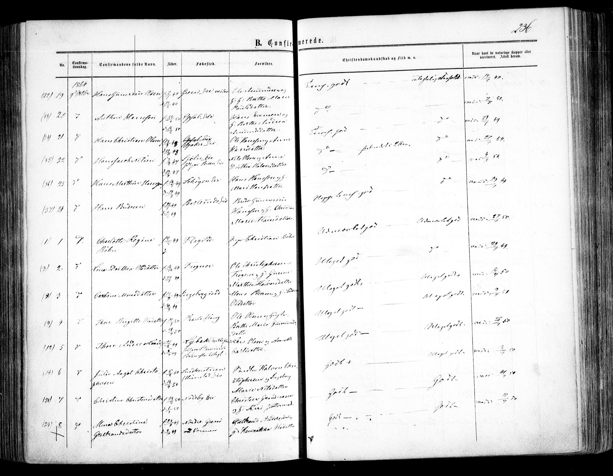 Nes prestekontor Kirkebøker, AV/SAO-A-10410/F/Fa/L0008: Parish register (official) no. I 8, 1859-1874, p. 236