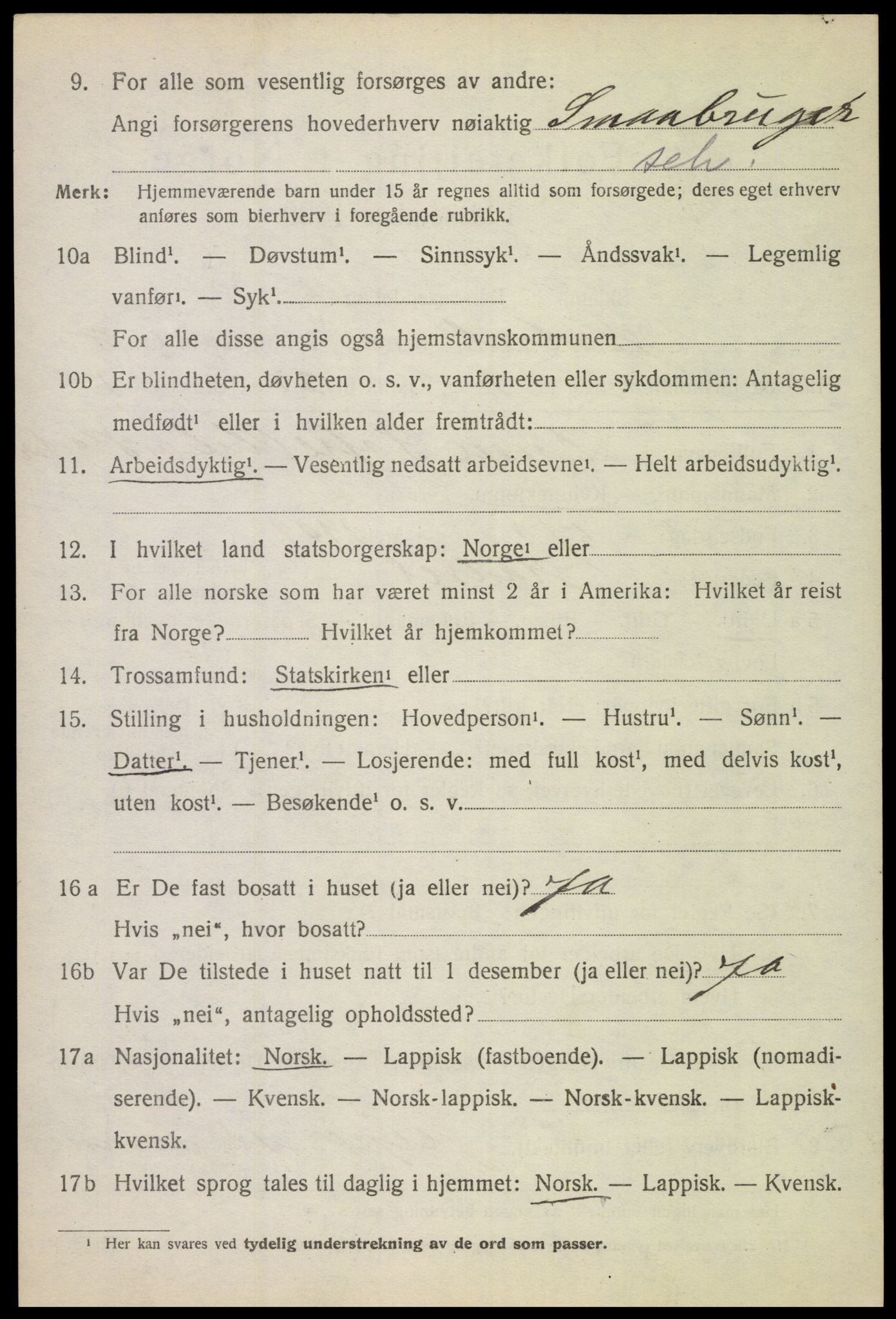 SAT, 1920 census for Hadsel, 1920, p. 7403