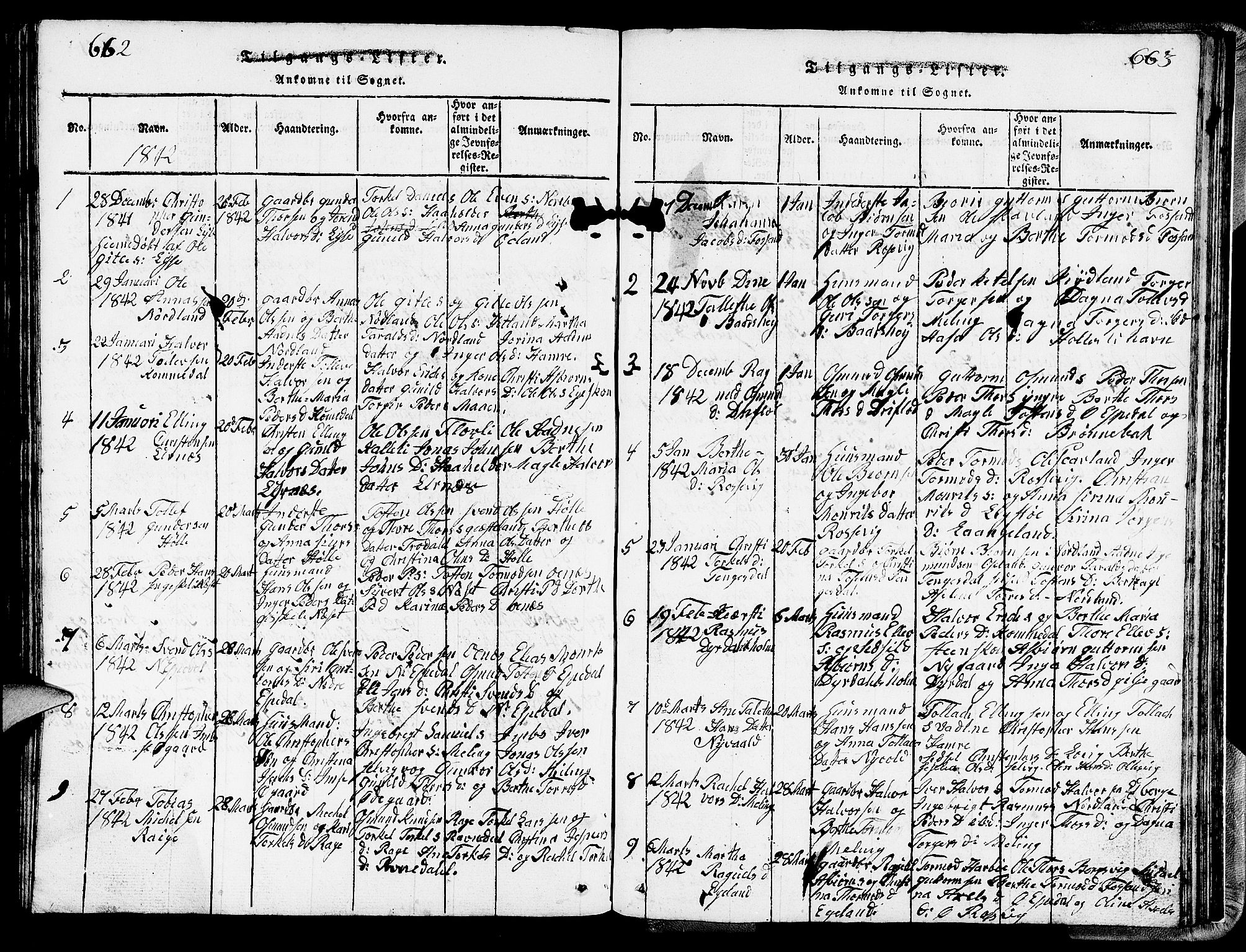 Strand sokneprestkontor, SAST/A-101828/H/Ha/Hab/L0002: Parish register (copy) no. B 2, 1816-1854, p. 662-663