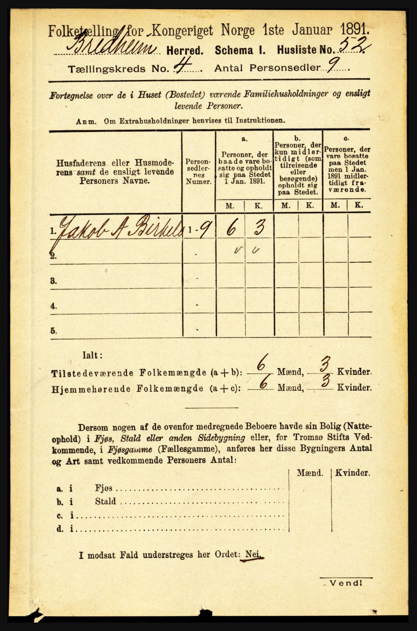 RA, 1891 census for 1446 Breim, 1891, p. 1297