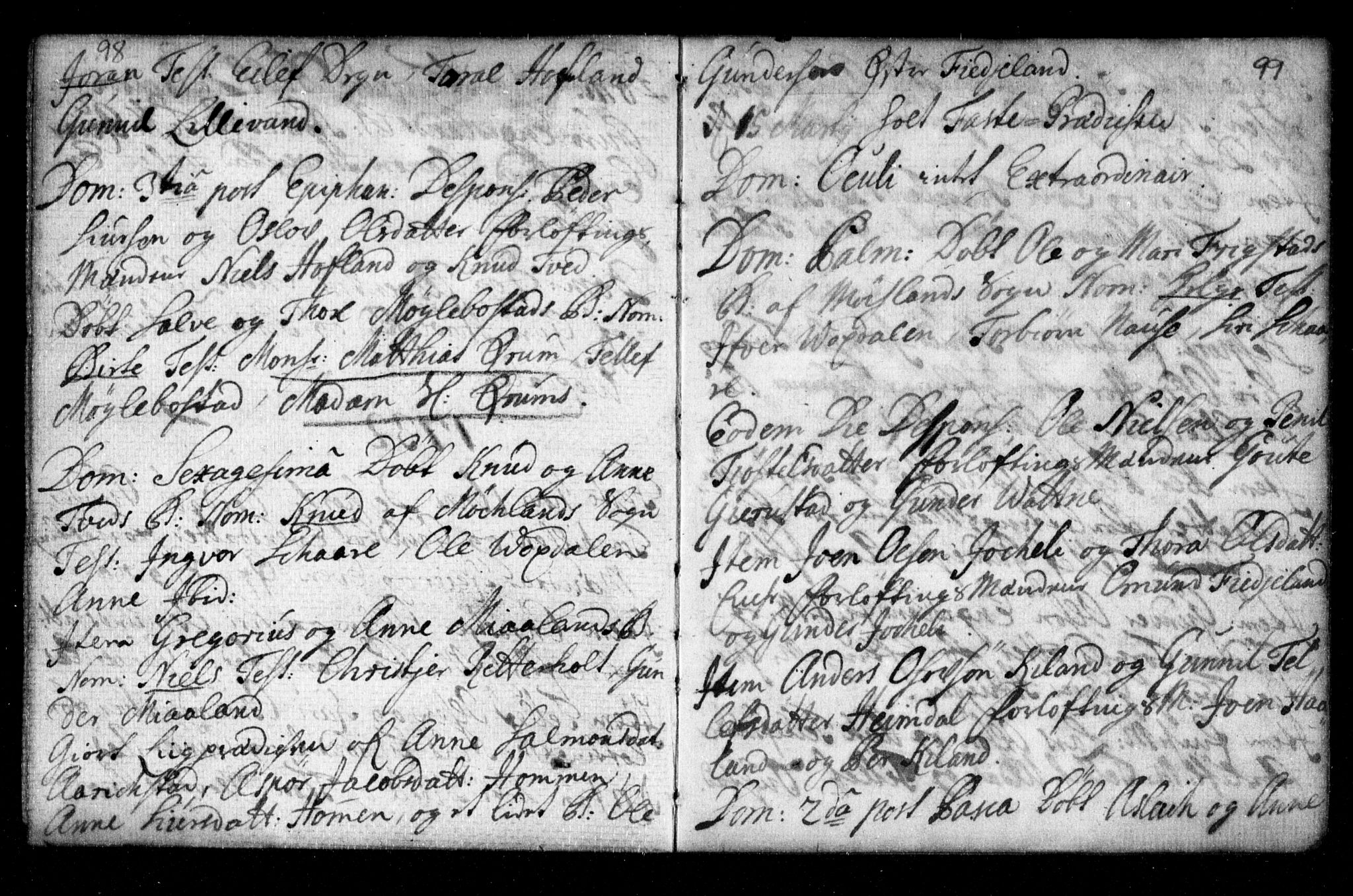 Herefoss sokneprestkontor, AV/SAK-1111-0019/F/Fa/Fab/L0001: Parish register (official) no. A 1, 1704-1779, p. 98-99